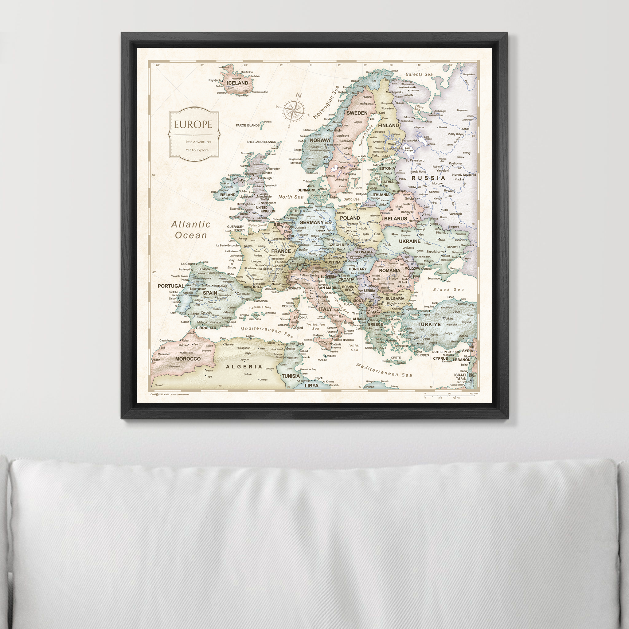 Push Pin Europe Map (Pin Board) - Desert Sunrise