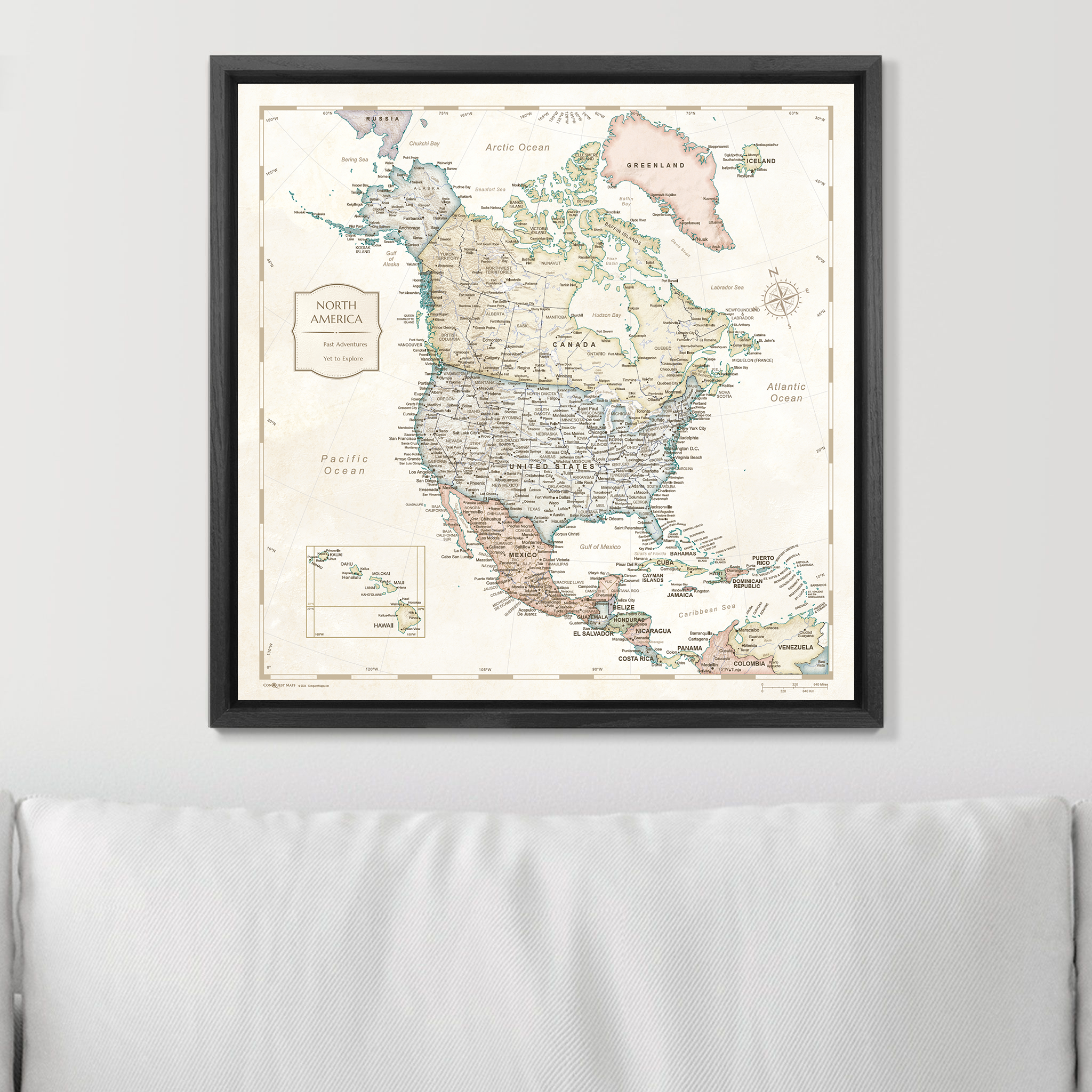 Push Pin North America Map (Pin Board) - Desert Sunrise