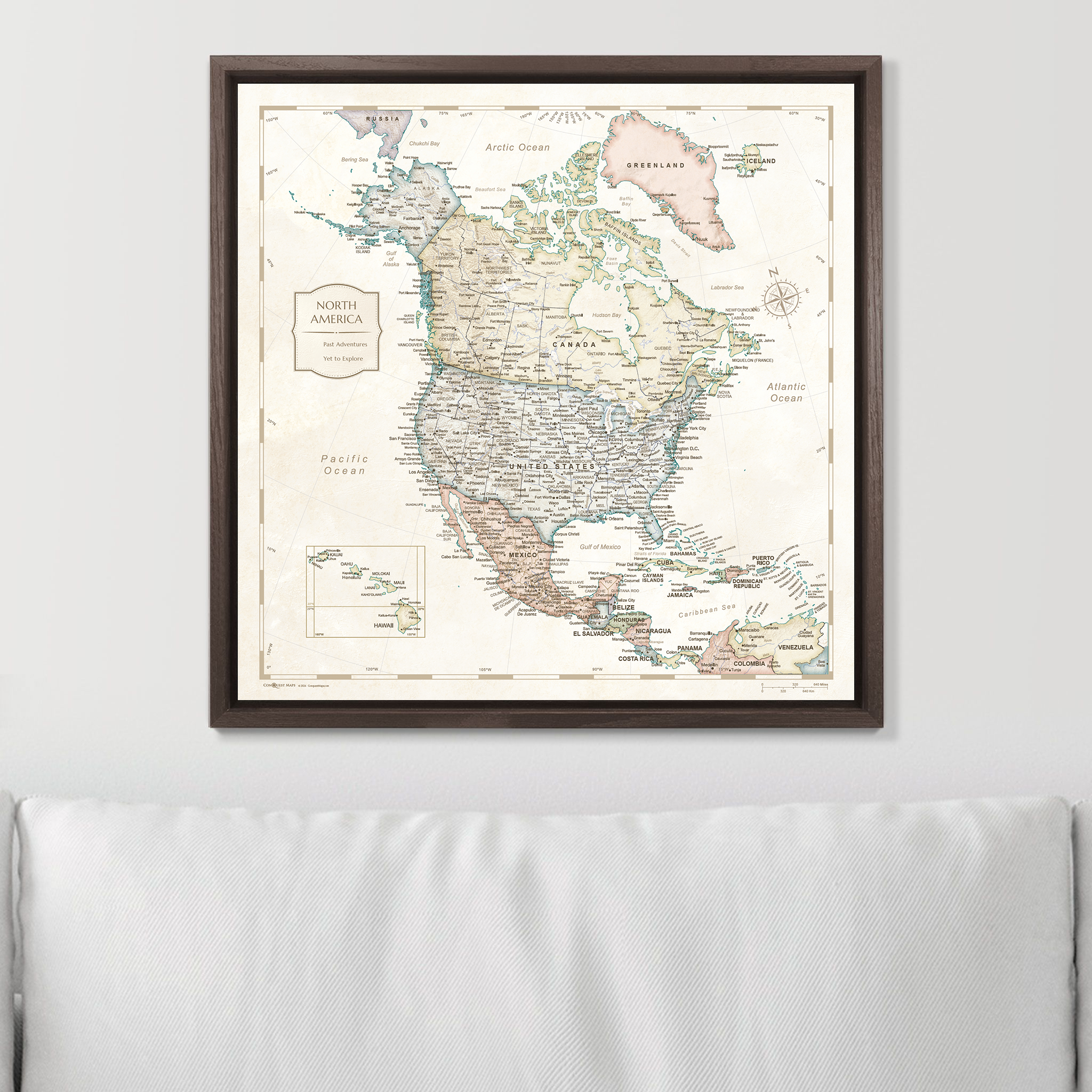 Push Pin North America Map (Pin Board) - Desert Sunrise