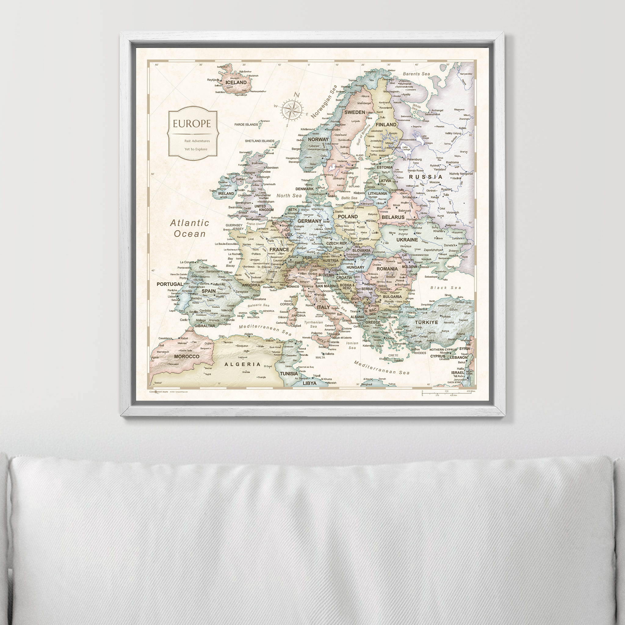 Push Pin Europe Map (Pin Board) - Desert Sunrise
