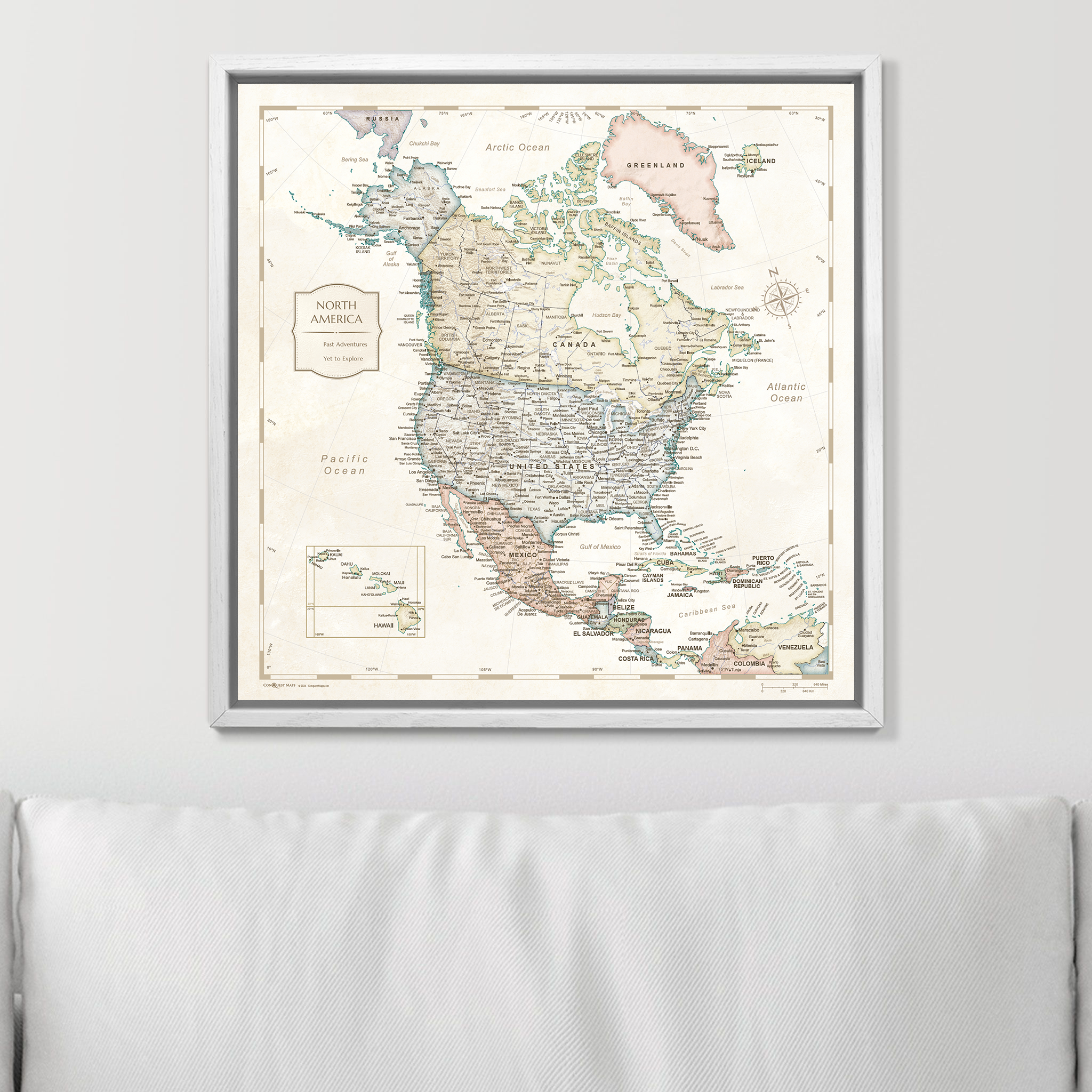 Push Pin North America Map (Pin Board) - Desert Sunrise