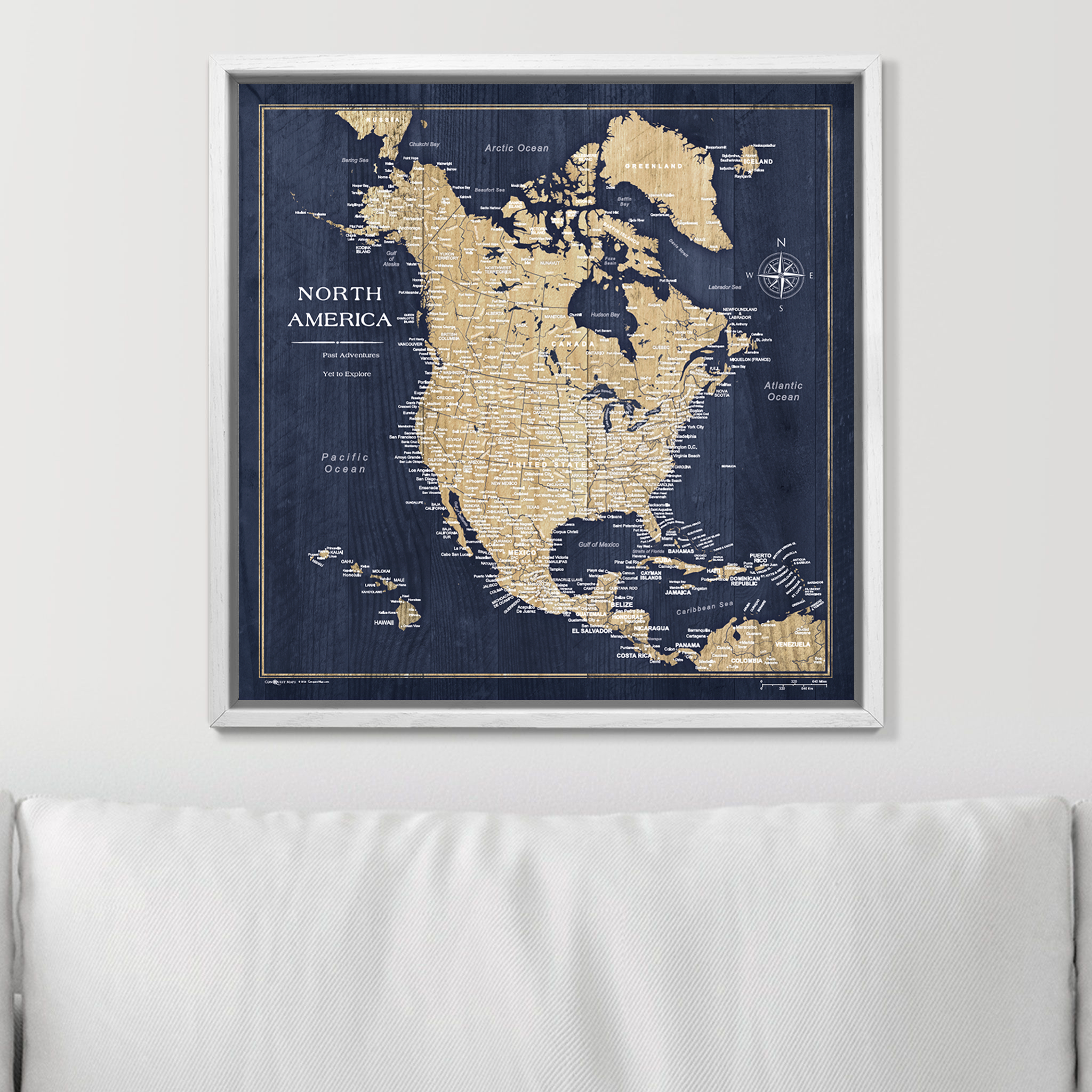 Push Pin North America Map (Pin Board) - Deep-Sea Drift
