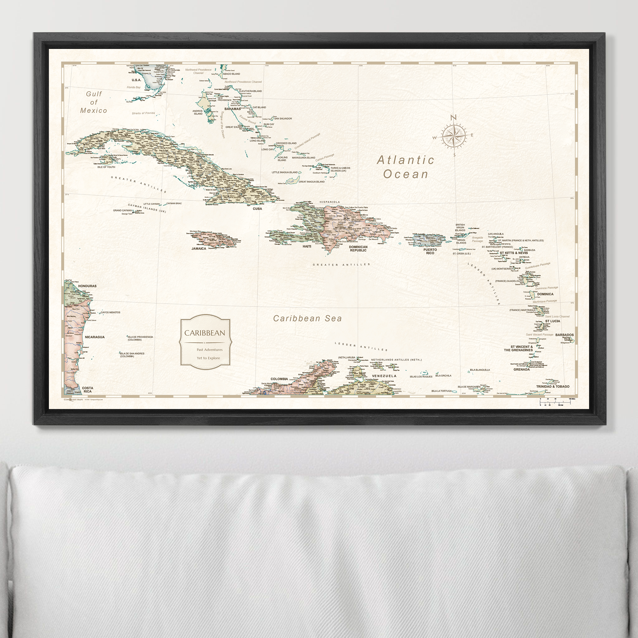 Push Pin Caribbean Map (Pin Board) - Desert Sunrise