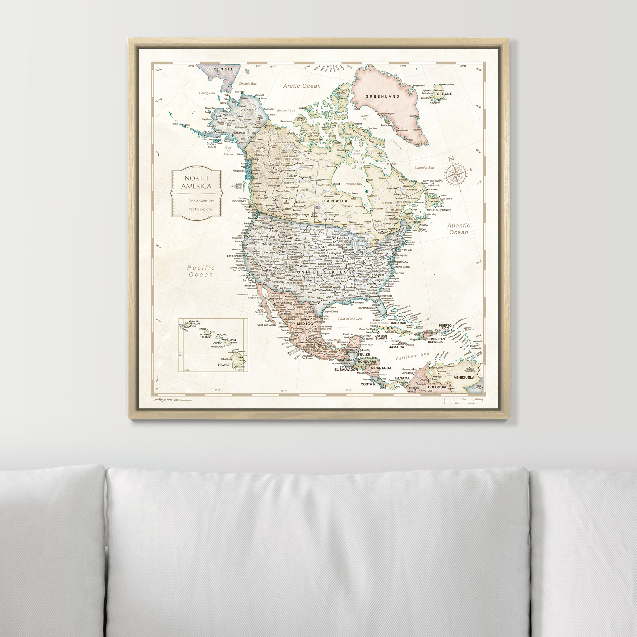 Push Pin North America Map (Pin Board) - Desert Sunrise