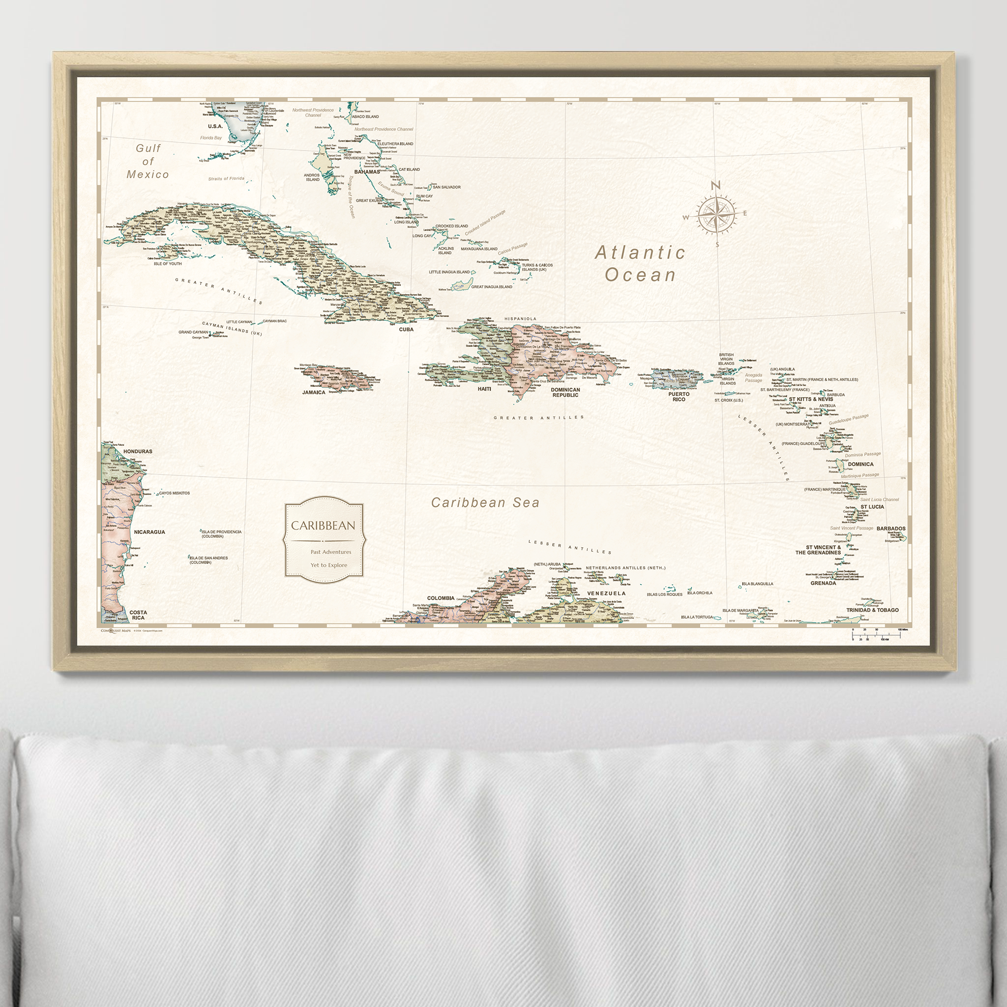 Push Pin Caribbean Map (Pin Board) - Desert Sunrise