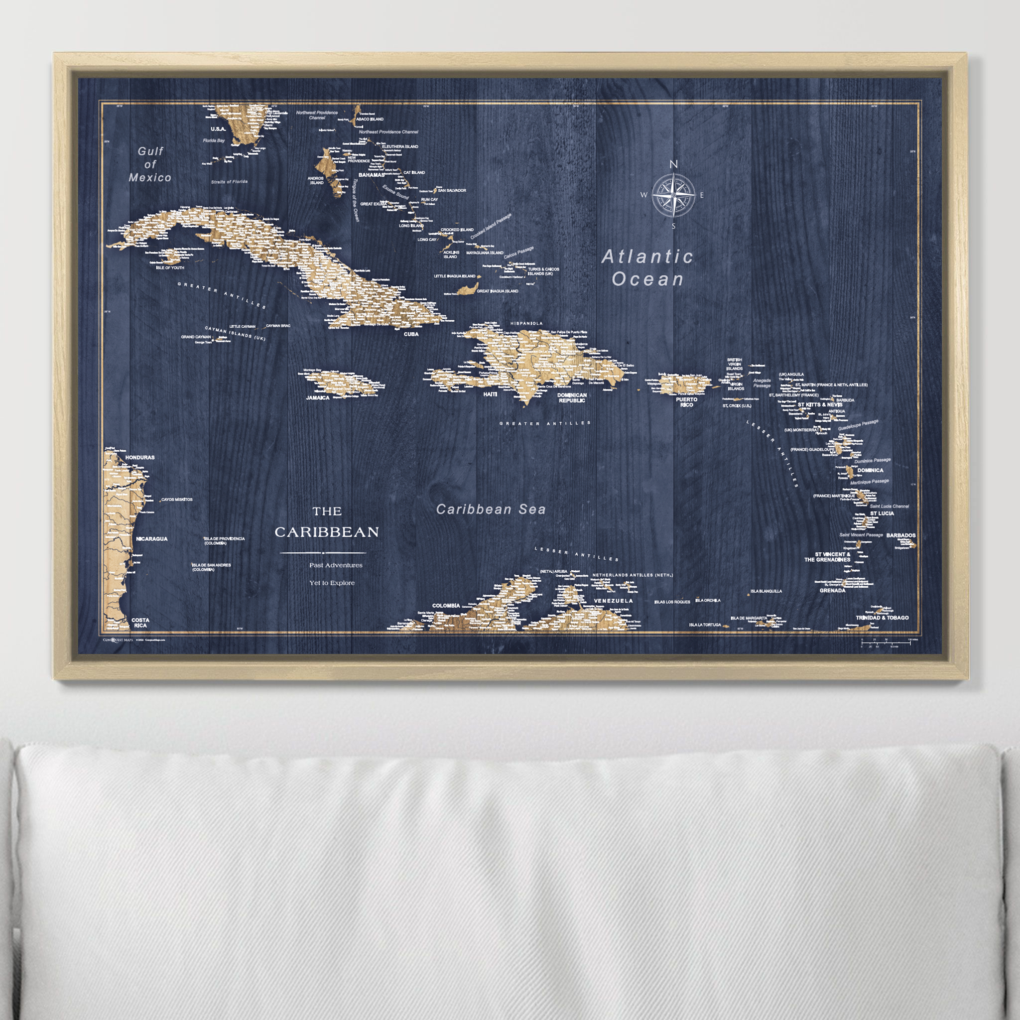 Push Pin Caribbean Map (Pin Board) - Deep-Sea Drift