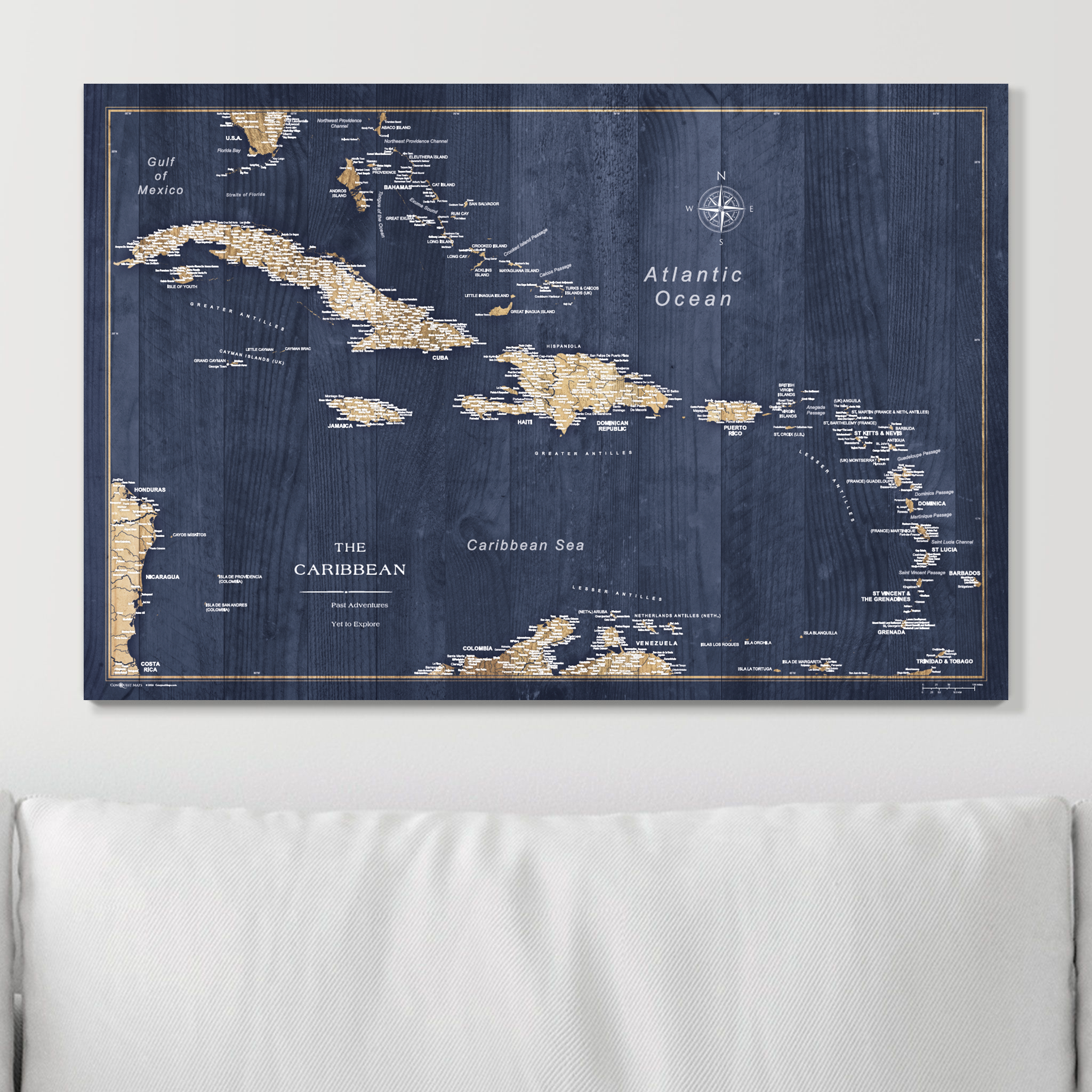Push Pin Caribbean Map (Pin Board) - Deep-Sea Drift