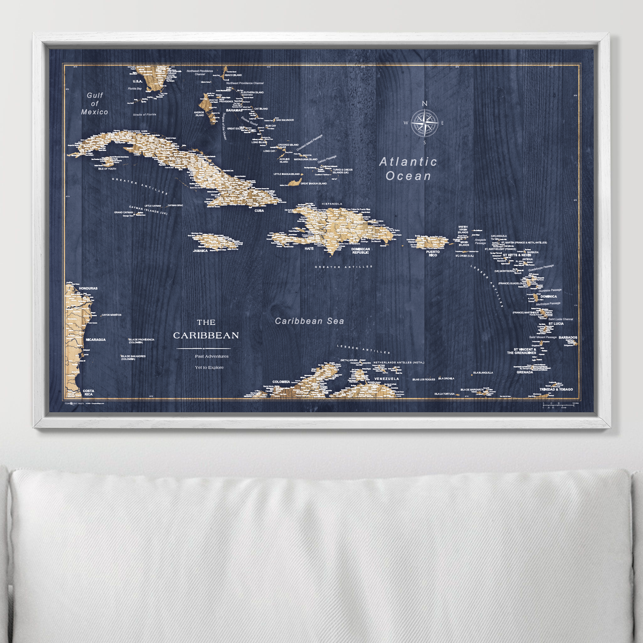 Push Pin Caribbean Map (Pin Board) - Deep-Sea Drift