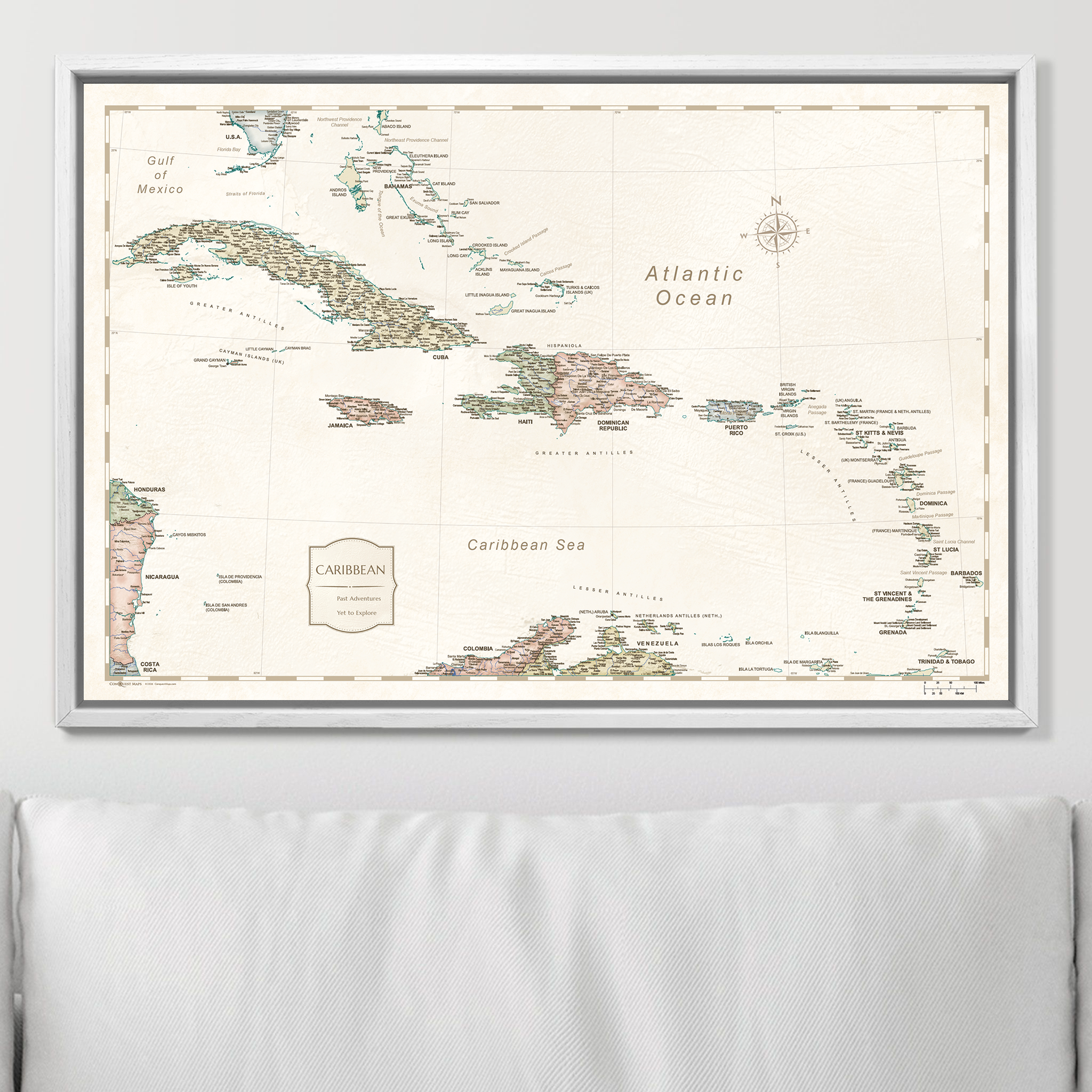 Push Pin Caribbean Map (Pin Board) - Desert Sunrise