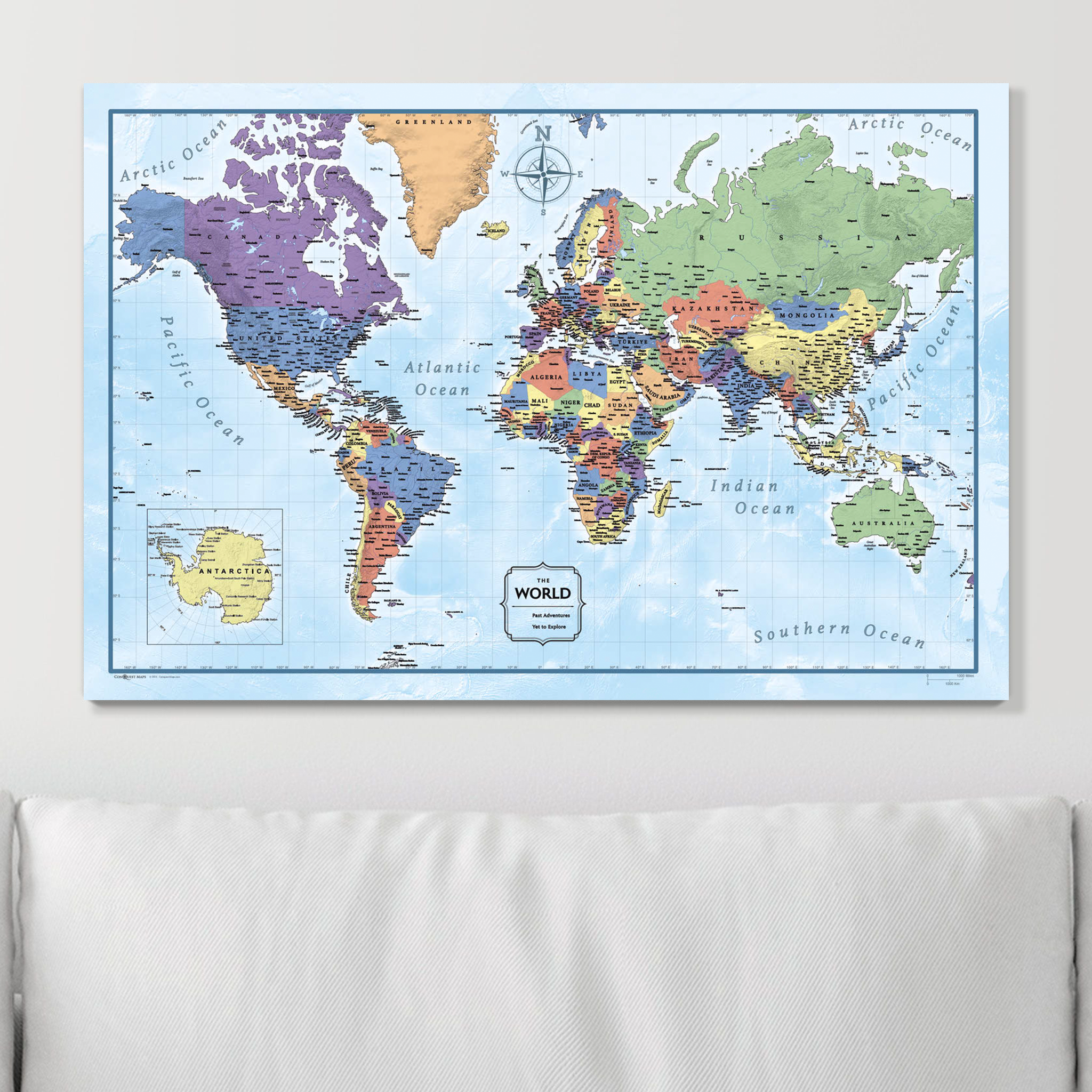 Push Pin World Map (Pin Board) - Rugged Earth CM Pin Board