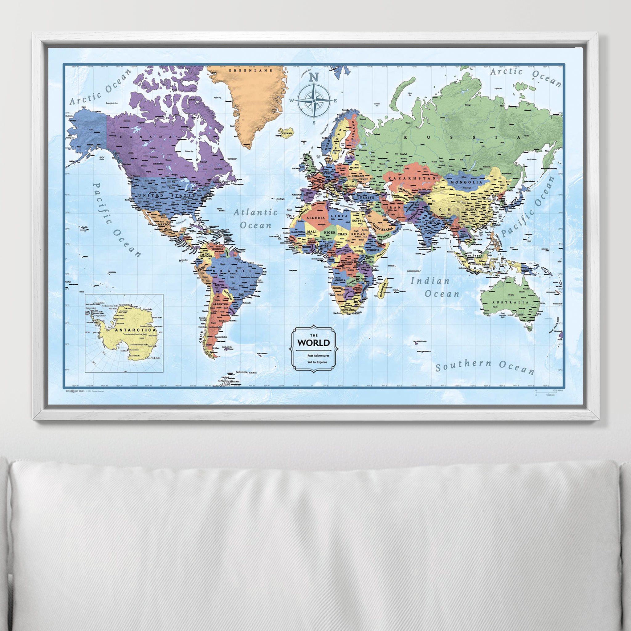 Push Pin World Map (Pin Board) - Rugged Earth CM Pin Board