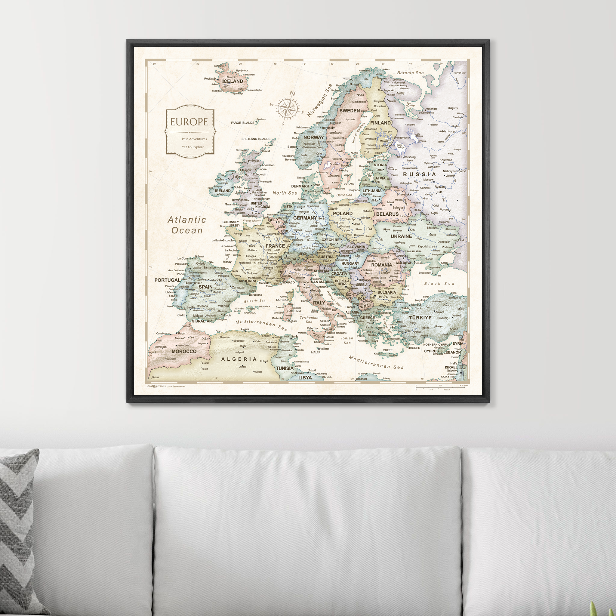 Push Pin Europe Map (Pin Board) - Desert Sunrise