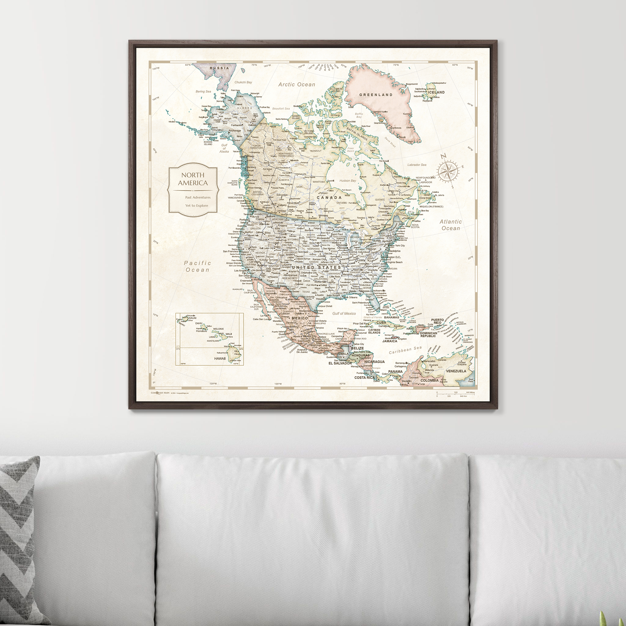 Push Pin North America Map (Pin Board) - Desert Sunrise