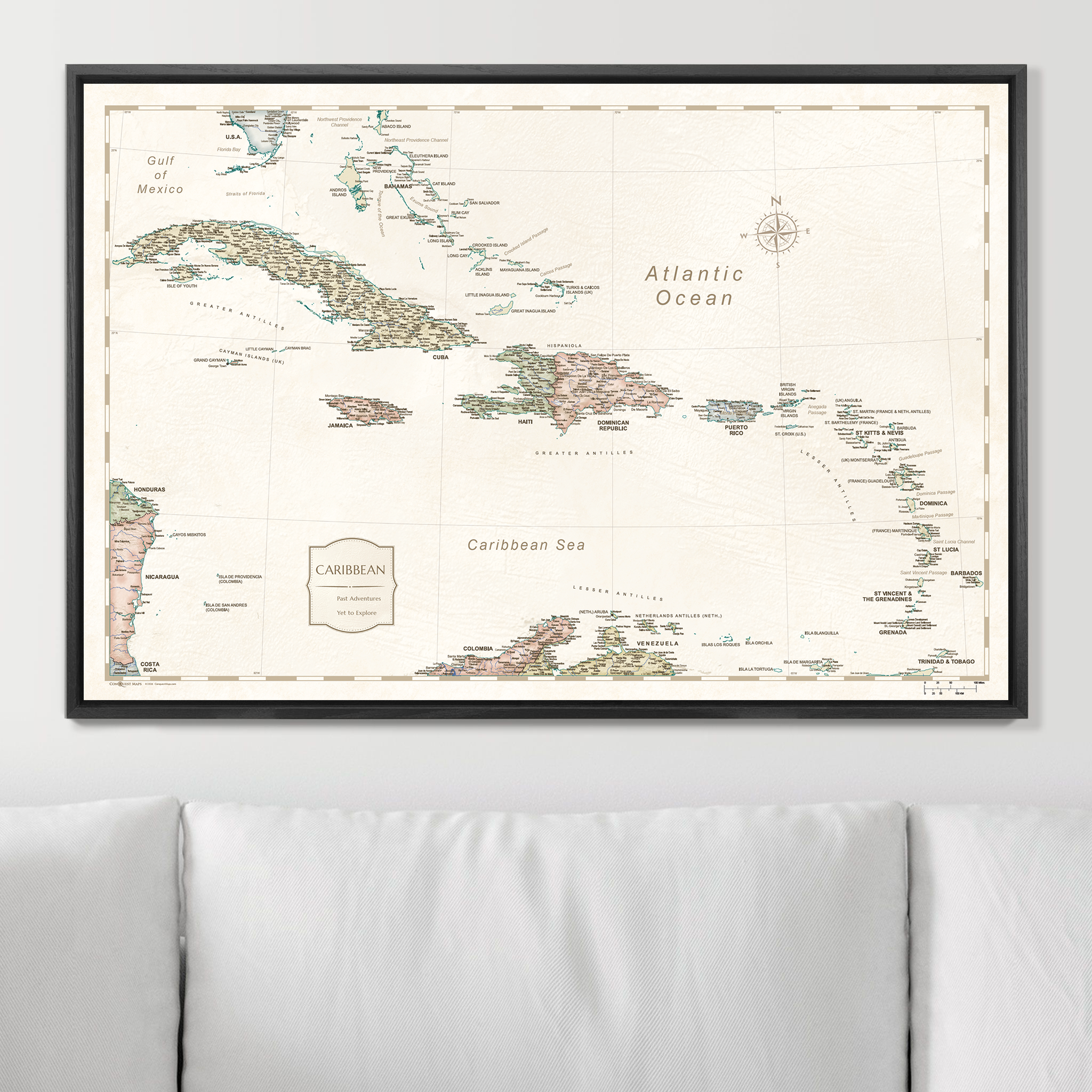 Push Pin Caribbean Map (Pin Board) - Desert Sunrise