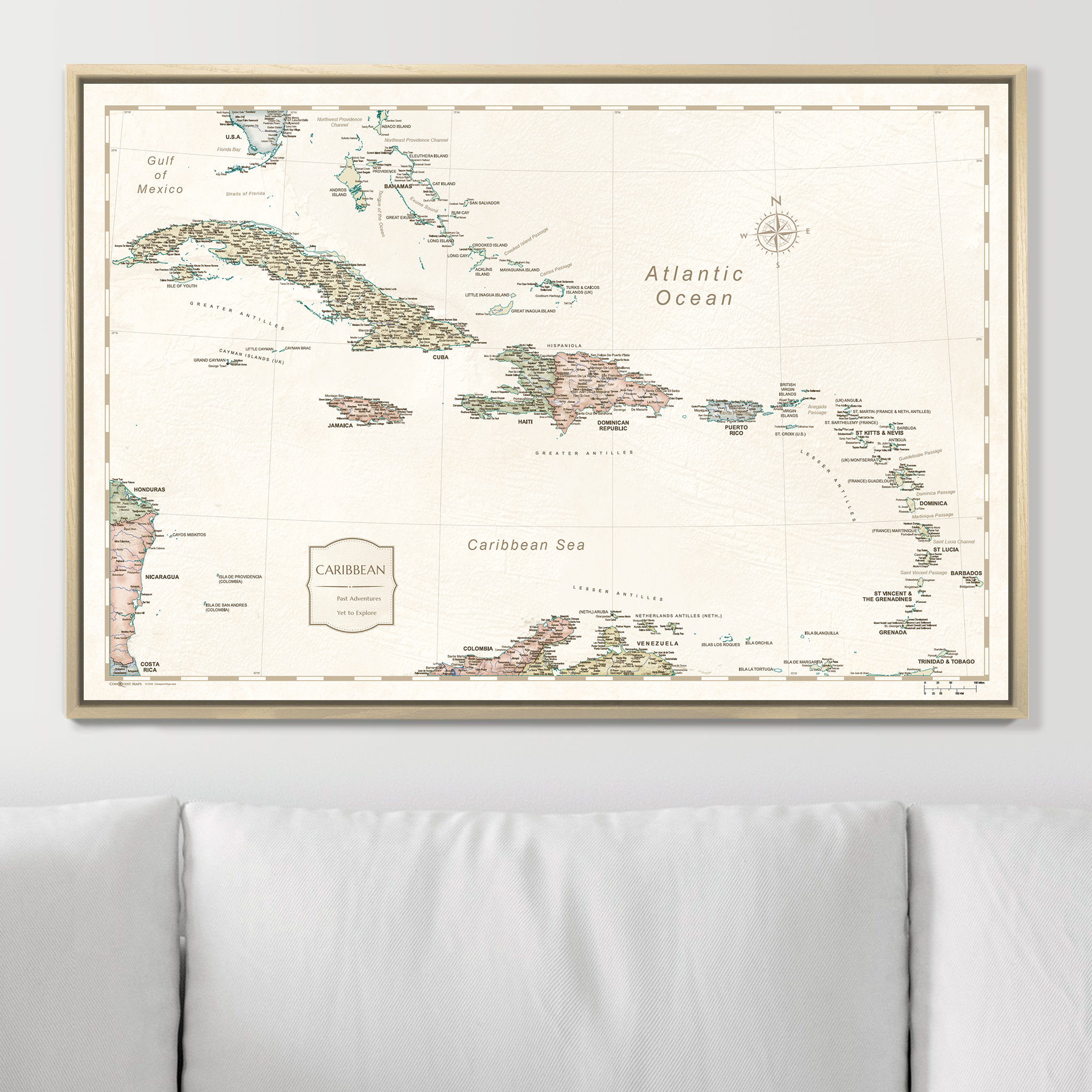 Push Pin Caribbean Map (Pin Board) - Desert Sunrise