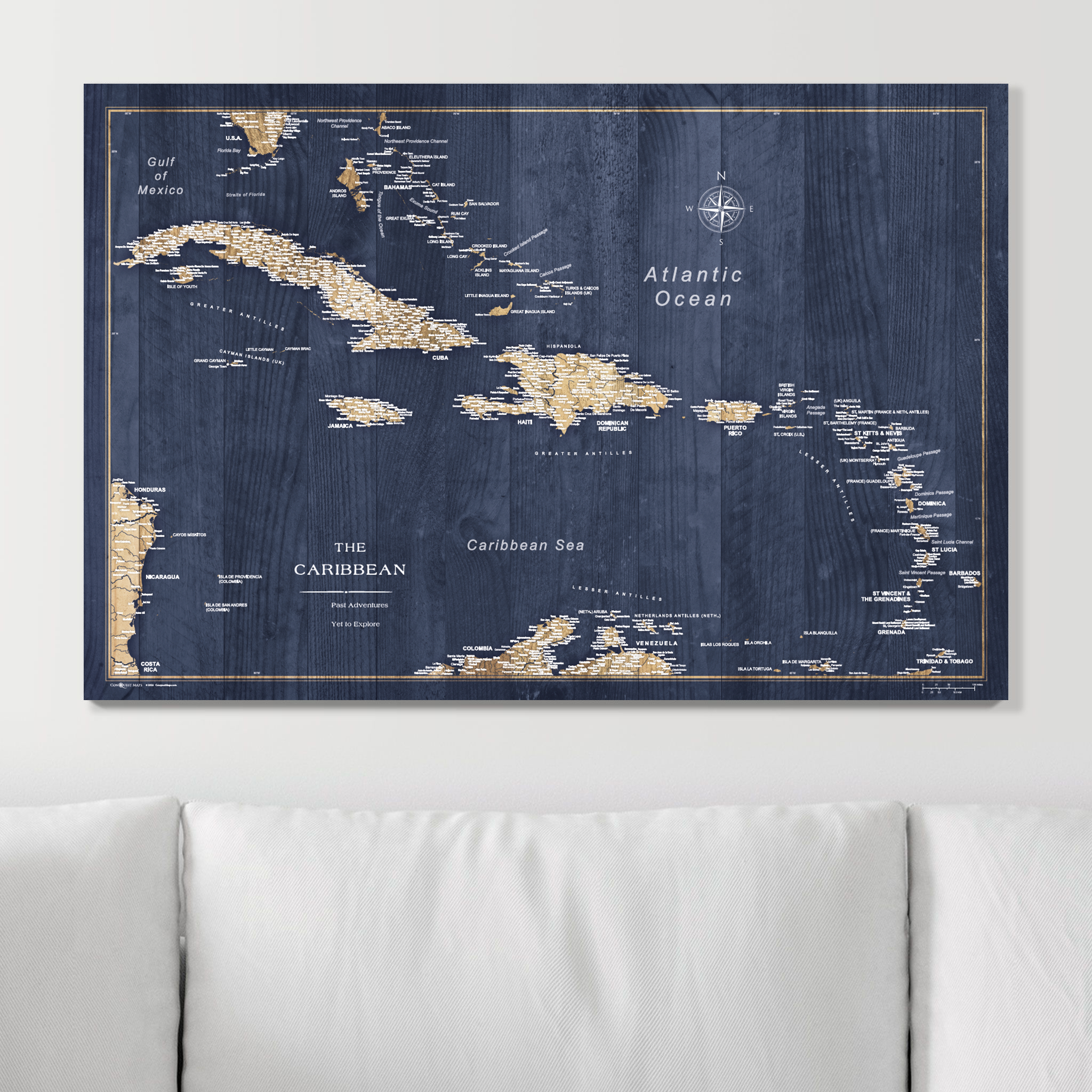 Push Pin Caribbean Map (Pin Board) - Deep-Sea Drift