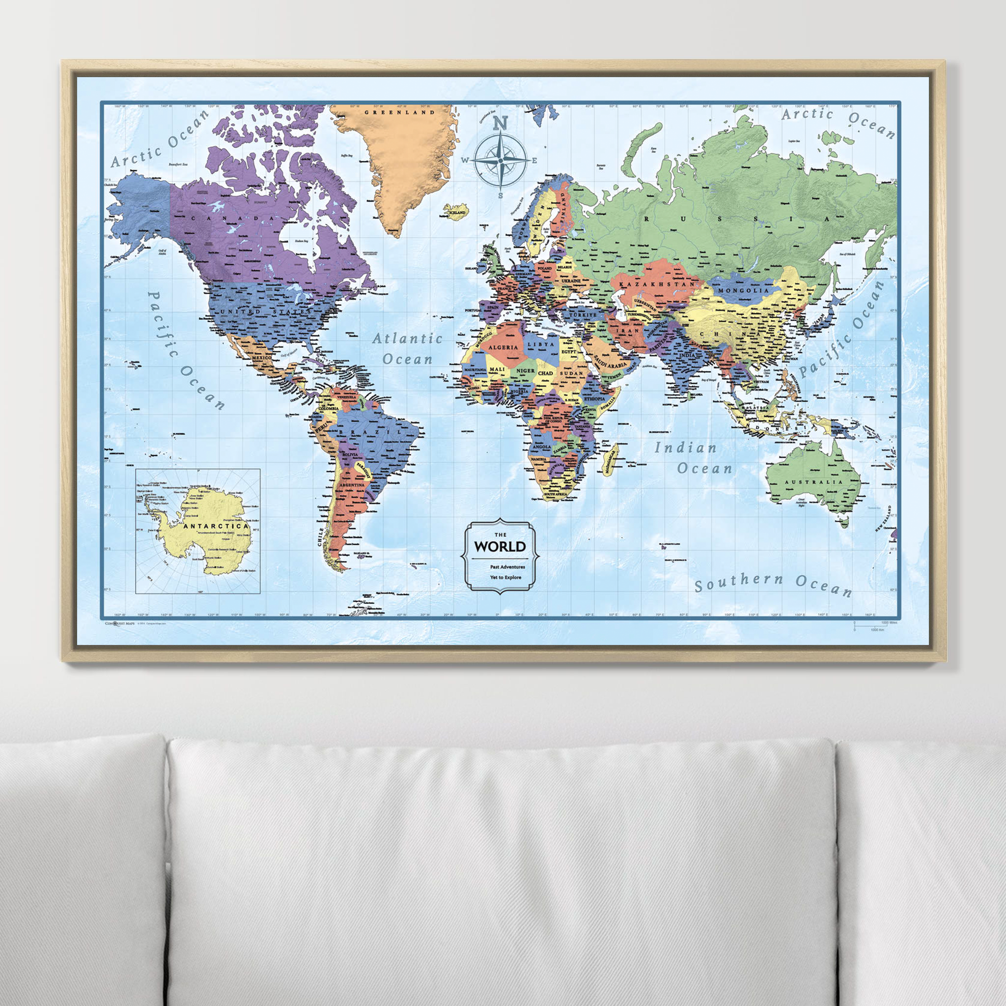 Push Pin World Map (Pin Board) - Rugged Earth CM Pin Board