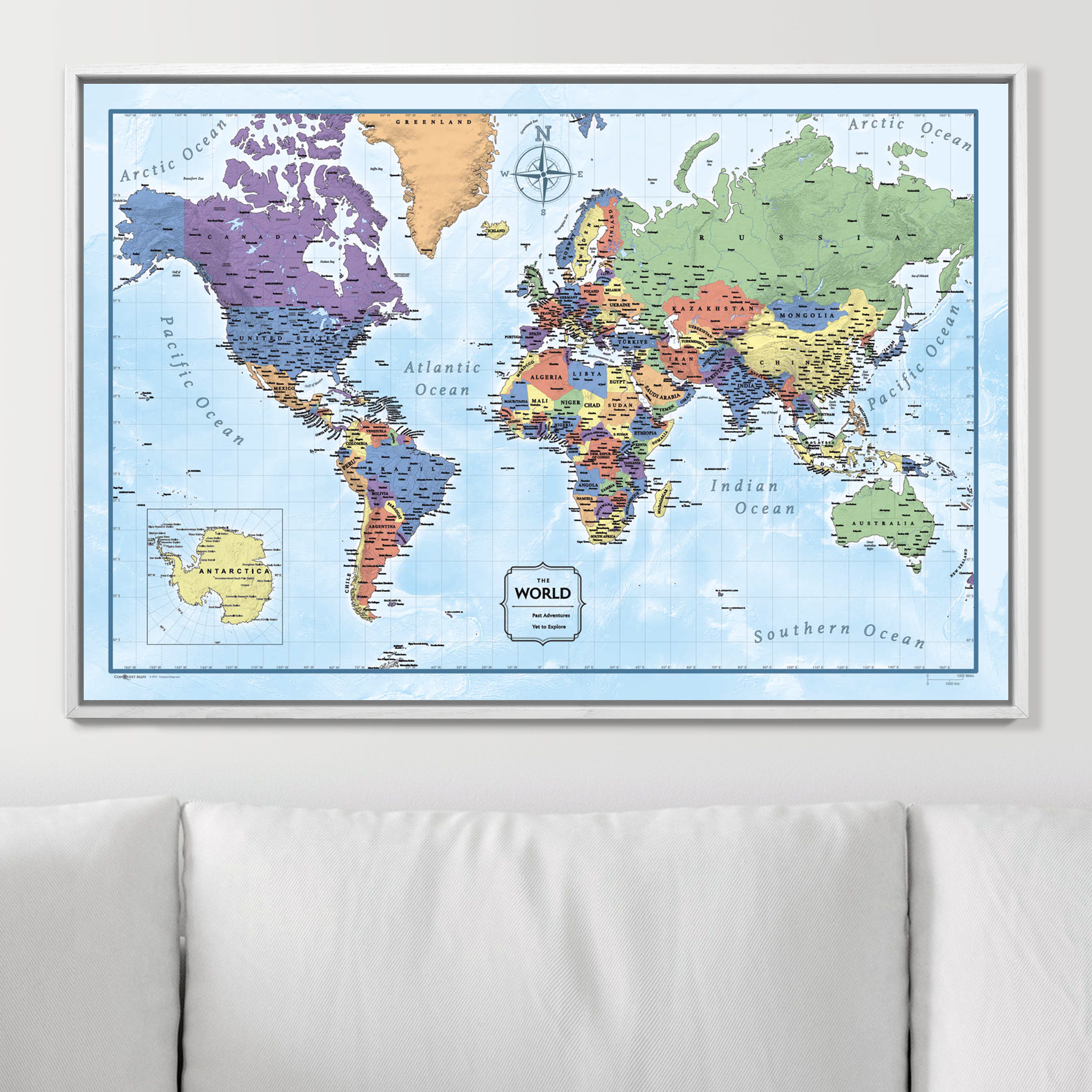 Push Pin World Map (Pin Board) - Rugged Earth CM Pin Board