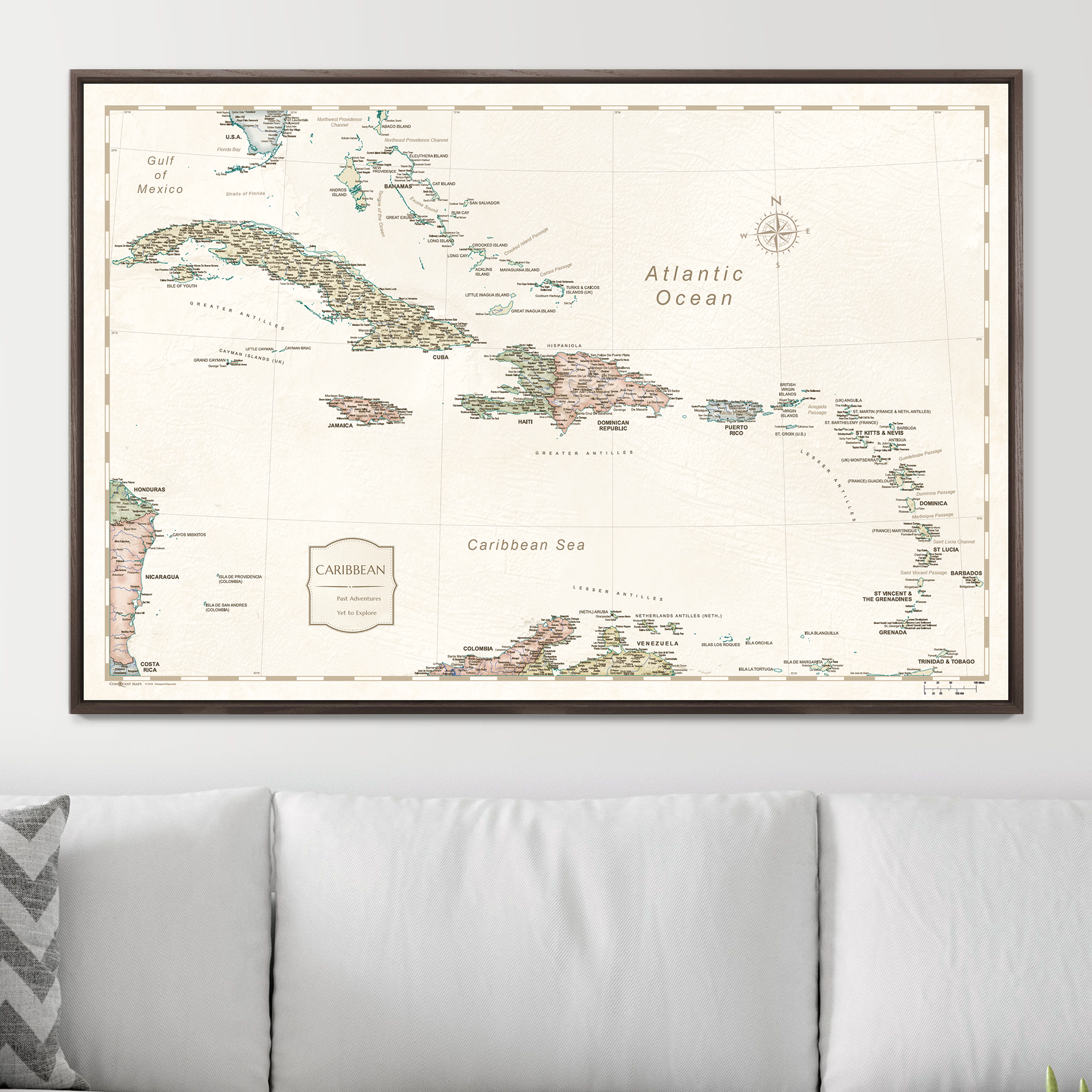 Push Pin Caribbean Map (Pin Board) - Desert Sunrise