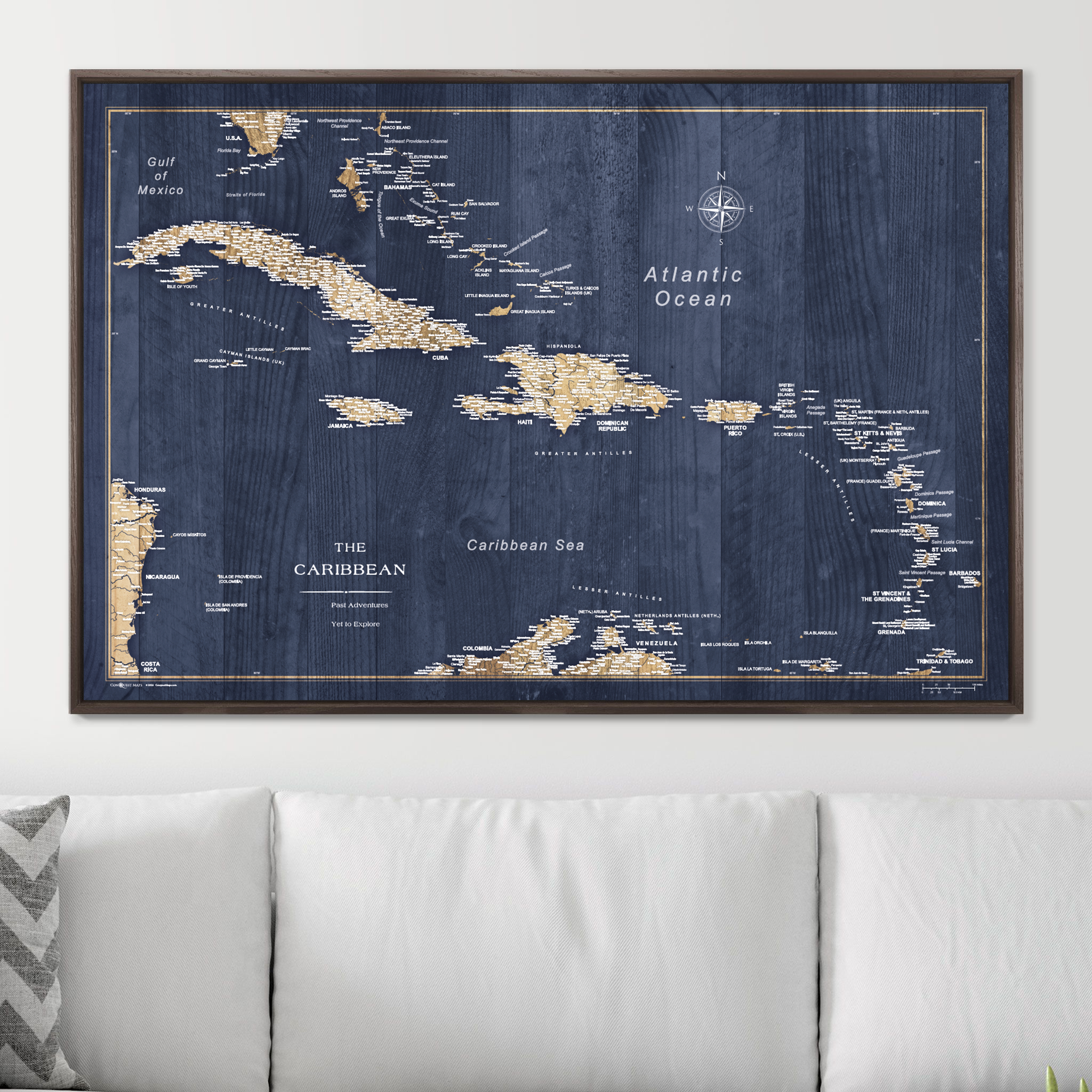Push Pin Caribbean Map (Pin Board) - Deep-Sea Drift