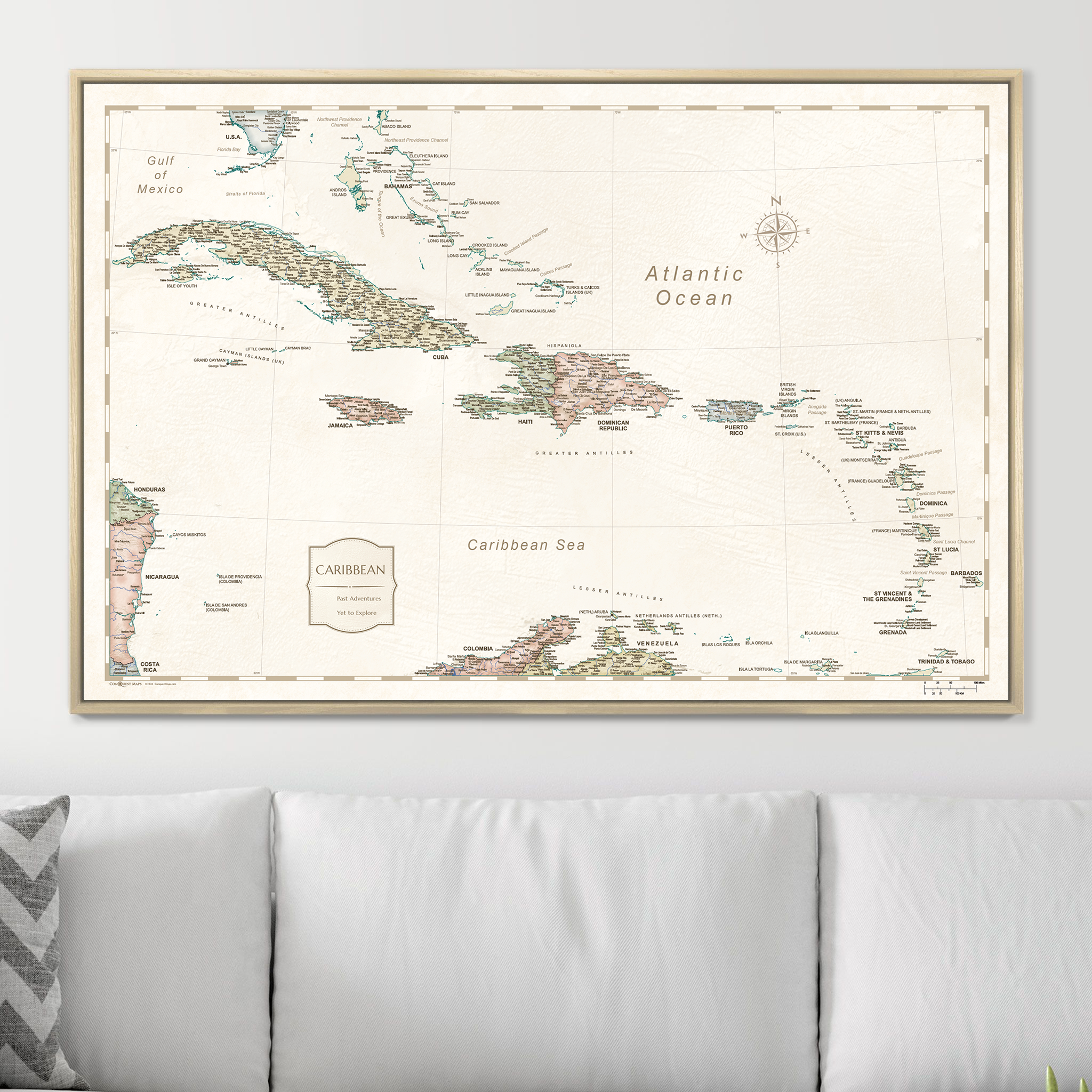 Push Pin Caribbean Map (Pin Board) - Desert Sunrise