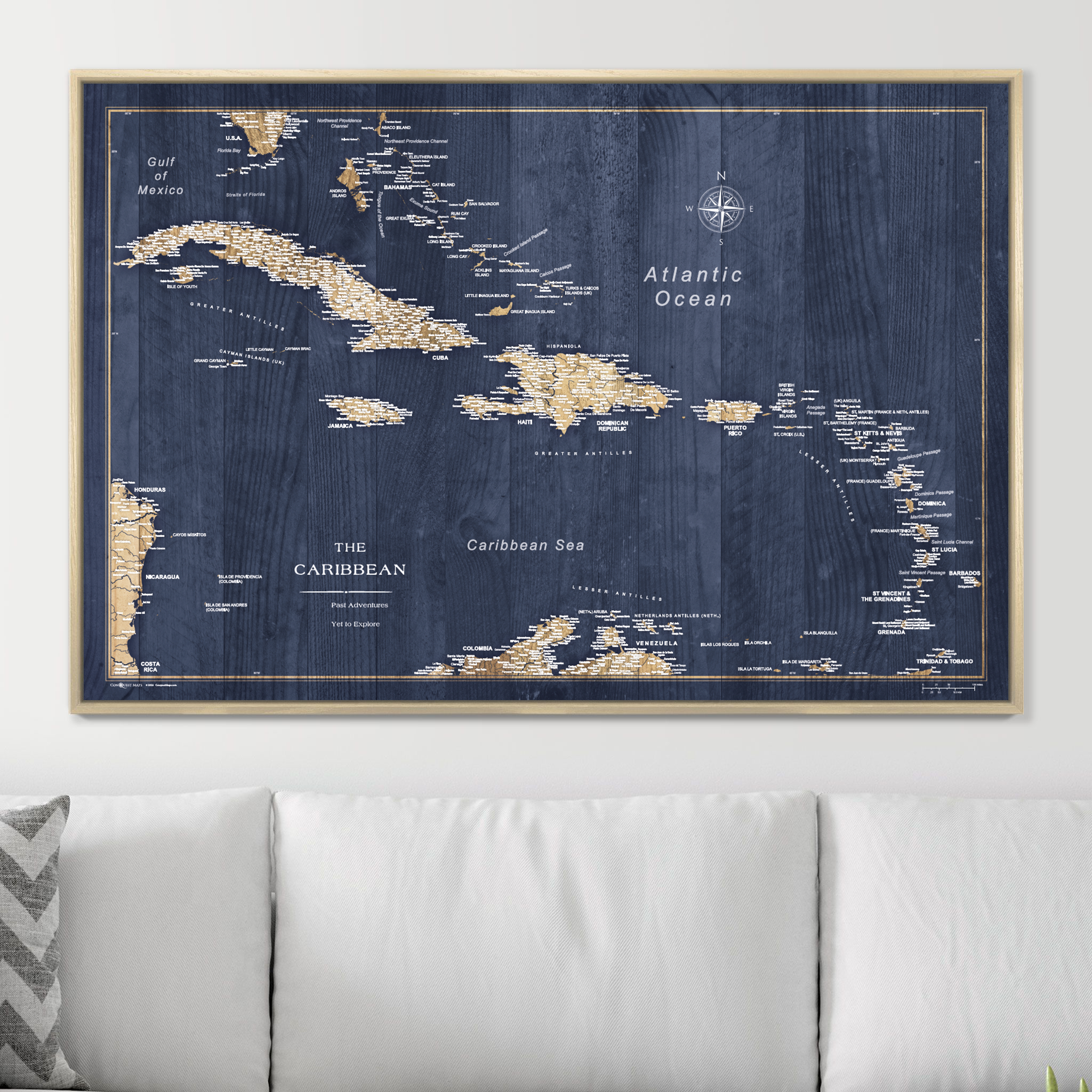 Push Pin Caribbean Map (Pin Board) - Deep-Sea Drift