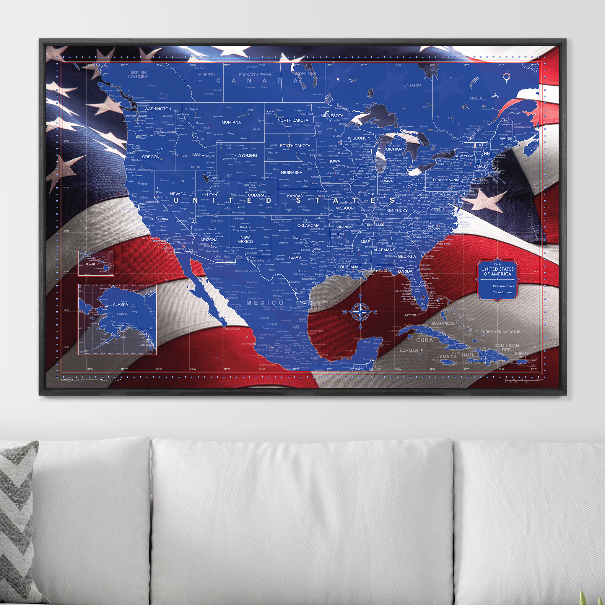 Push Pin USA Map (Pin Board) - Star Spangled 250th Anniversary Edition