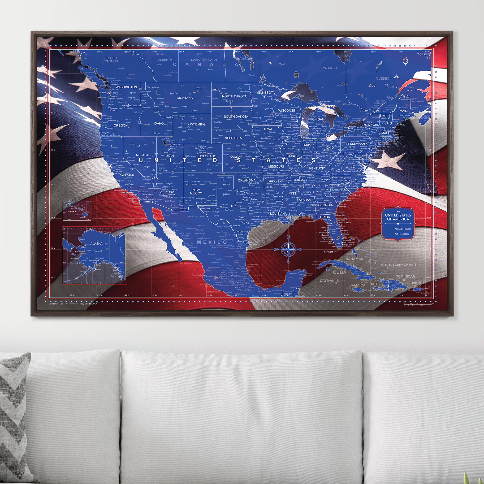 Push Pin USA Map (Pin Board) - Star Spangled 250th Anniversary Edition