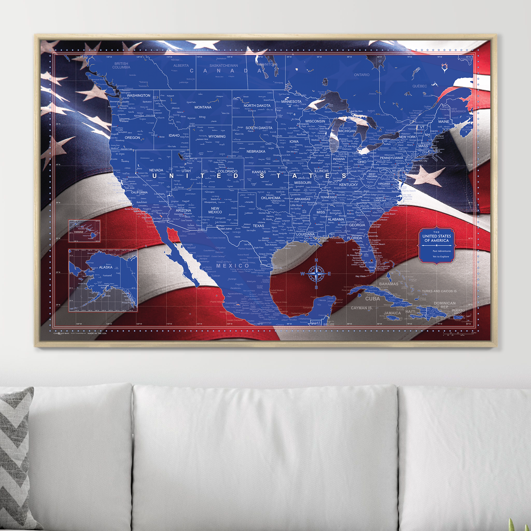 Push Pin USA Map (Pin Board) - Star Spangled 250th Anniversary Edition