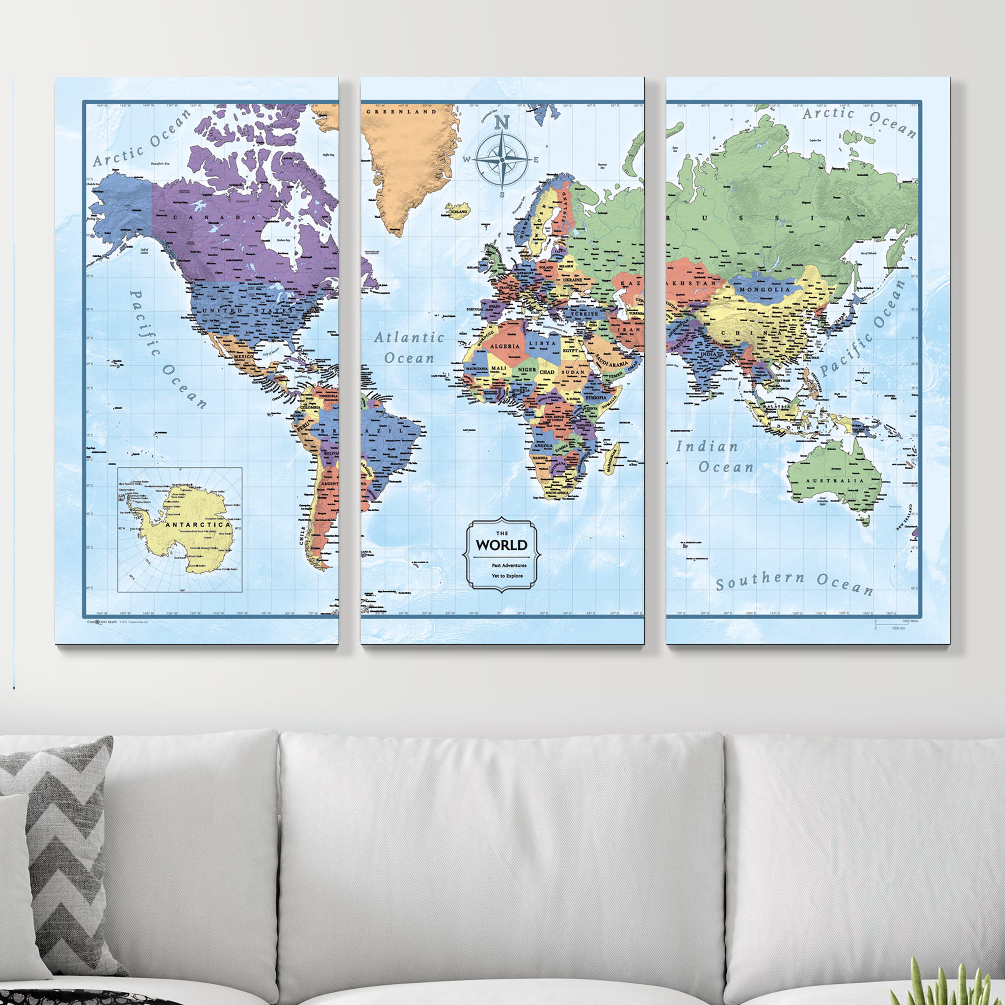 Push Pin World Map (Pin Board) - Rugged Earth CM Pin Board