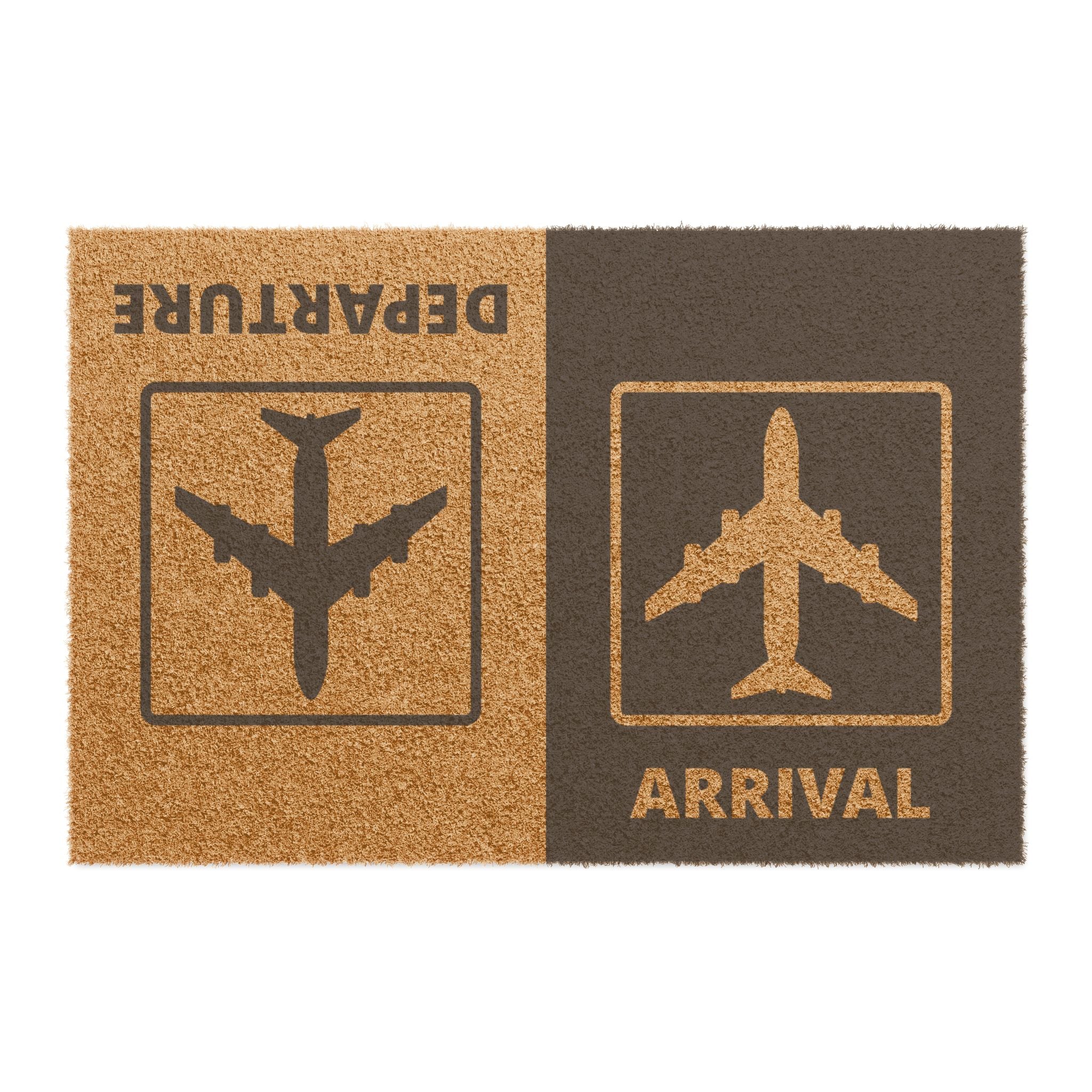 Departure and Arrival Airplane Welcome Doormat
