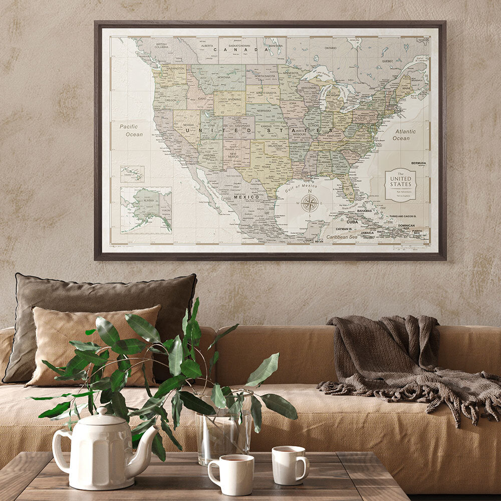 Push Pin USA Map (Pin Board) - Desert Sunrise - Overstock Sale CM Pin Board