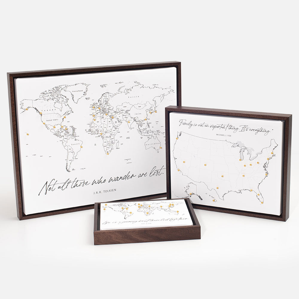 "Adventure Awaits!" Fine Line Push Pin Mini World Map CM Mini Map