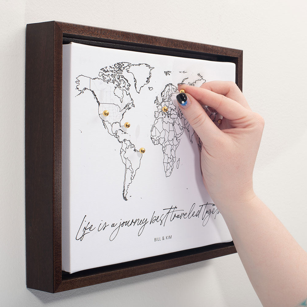 "Adventure Awaits!" Fine Line Push Pin Mini World Map CM Mini Map