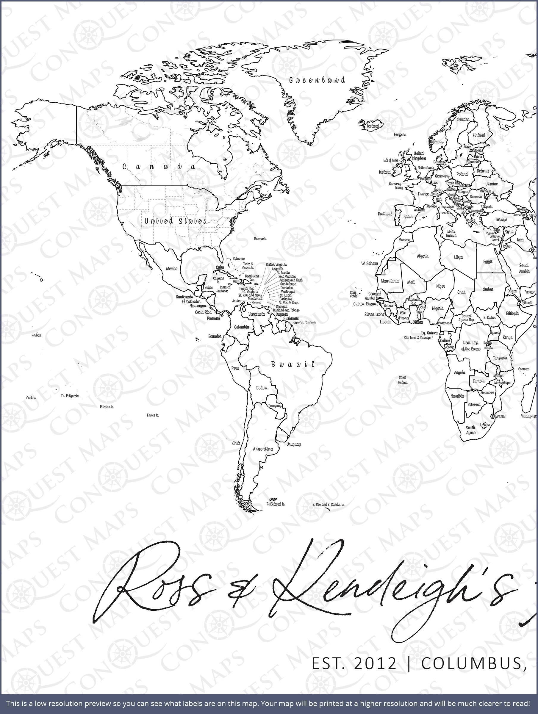 "Adventure Awaits!" Fine Line Push Pin Mini World Map CM Mini Map