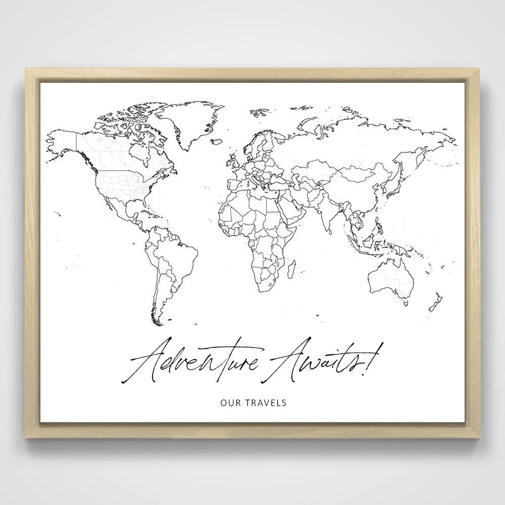 "Adventure Awaits!" Fine Line Push Pin Mini World Map CM Mini Map