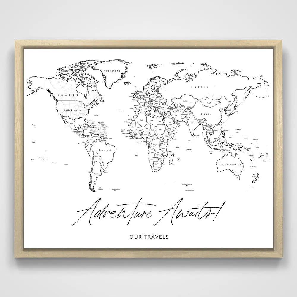 "Adventure Awaits!" Fine Line Push Pin Mini World Map CM Mini Map