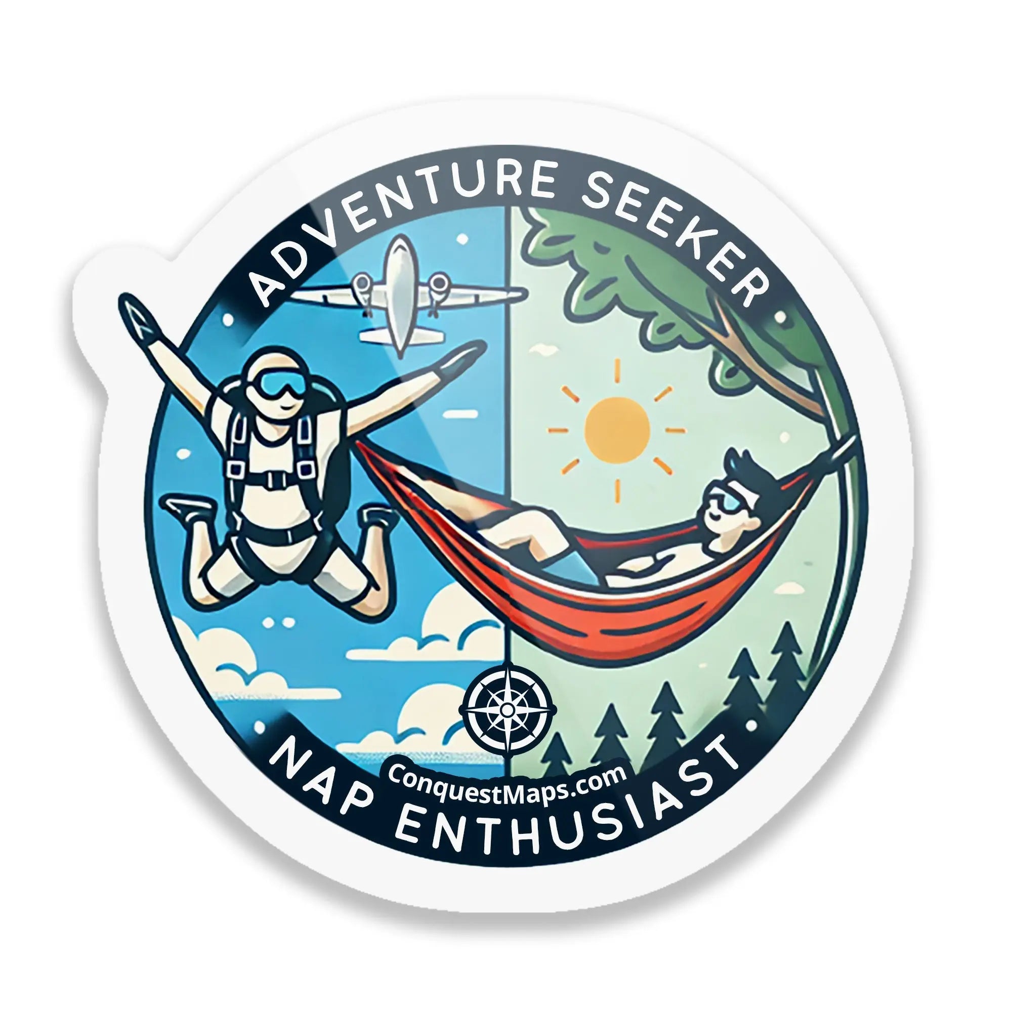 "Adventure Seeker, Nap Enthusiast" Travel Personality Sticker Conquest Maps LLC