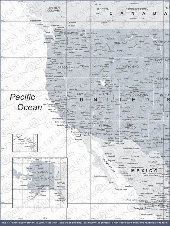 USA Map Poster - Light Gray Color Splash CM Poster