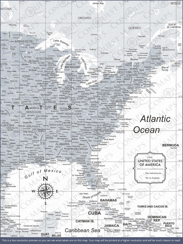 USA Map Poster - Light Gray Color Splash CM Poster