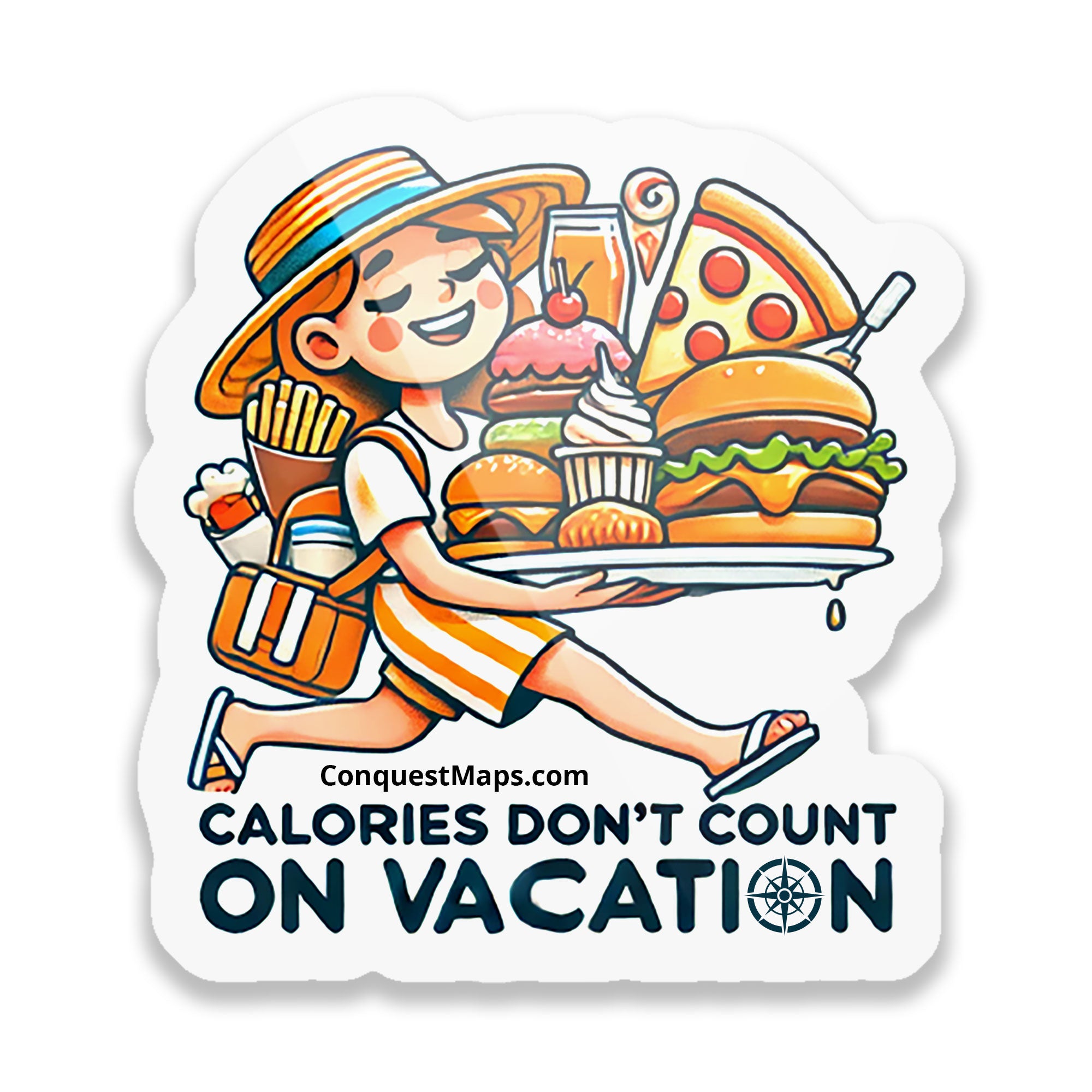 "Calories Don’t Count on Vacation" Travel Personality Sticker