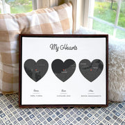 Multi-Heart Map Art (Black or White, up to 4)