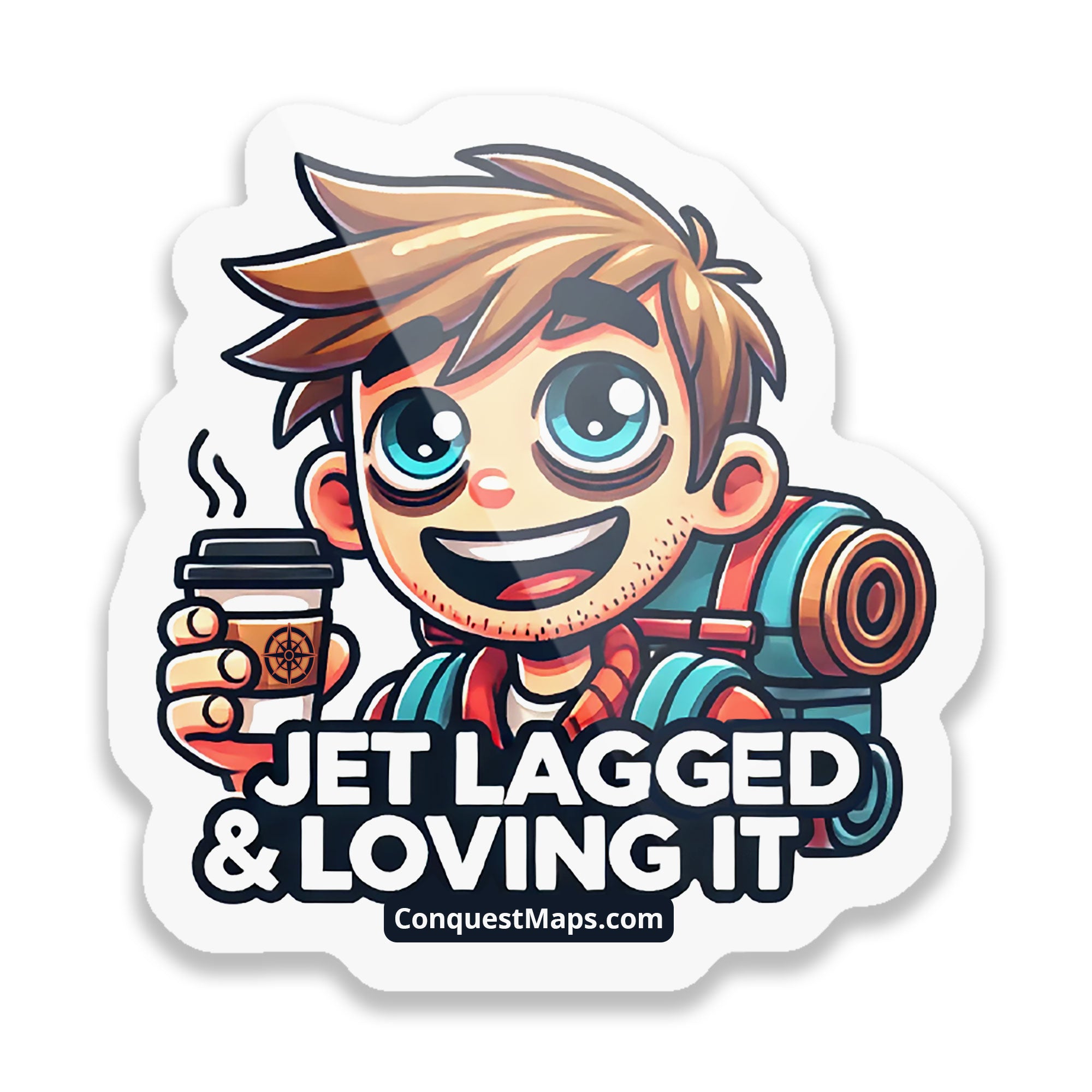 "Jet Lagged & Loving It" Travel Personality Sticker