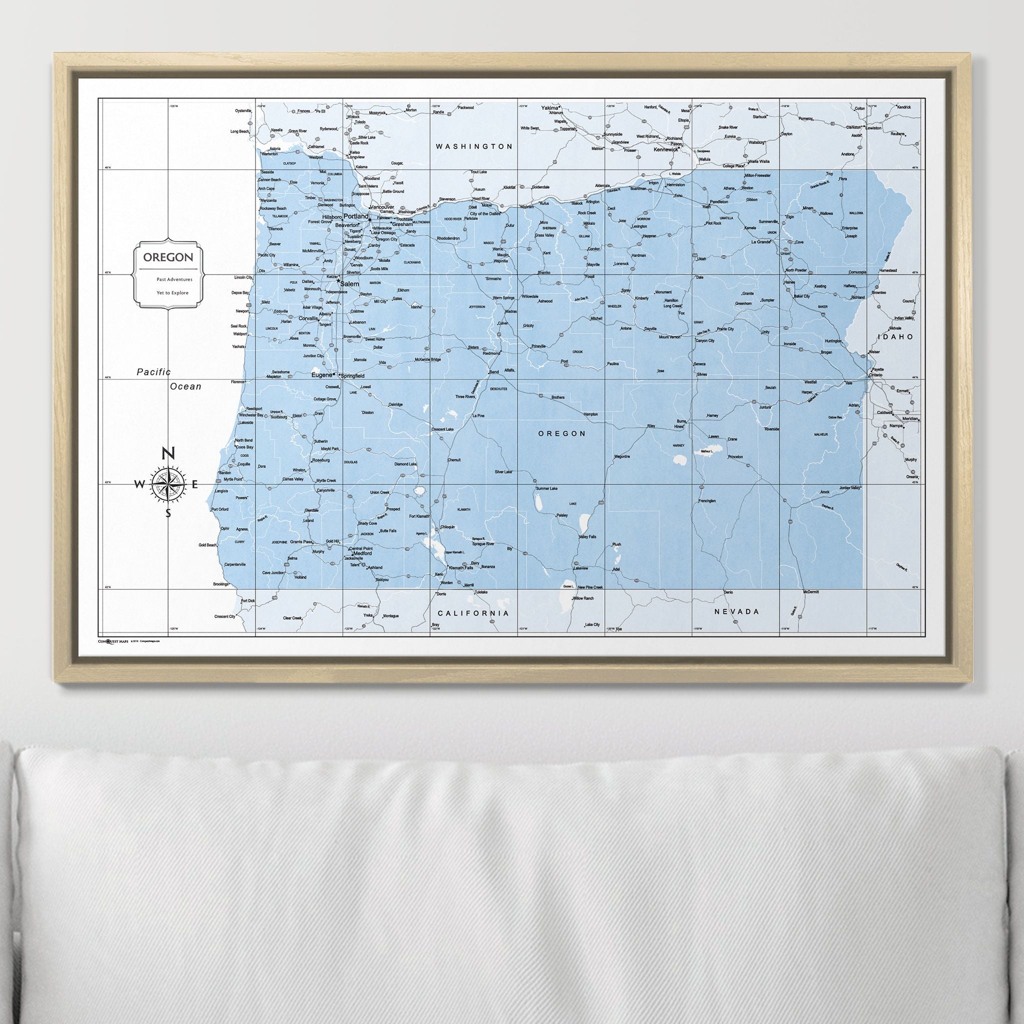 Push Pin Oregon Map (Pin Board) - Light Blue Color Splash CM Pin Board