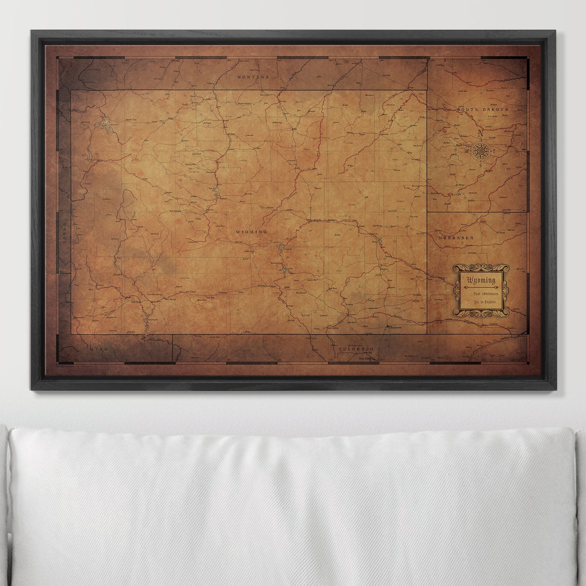 Push Pin Wyoming Map (Pin Board) - Golden Aged CM Pin Board