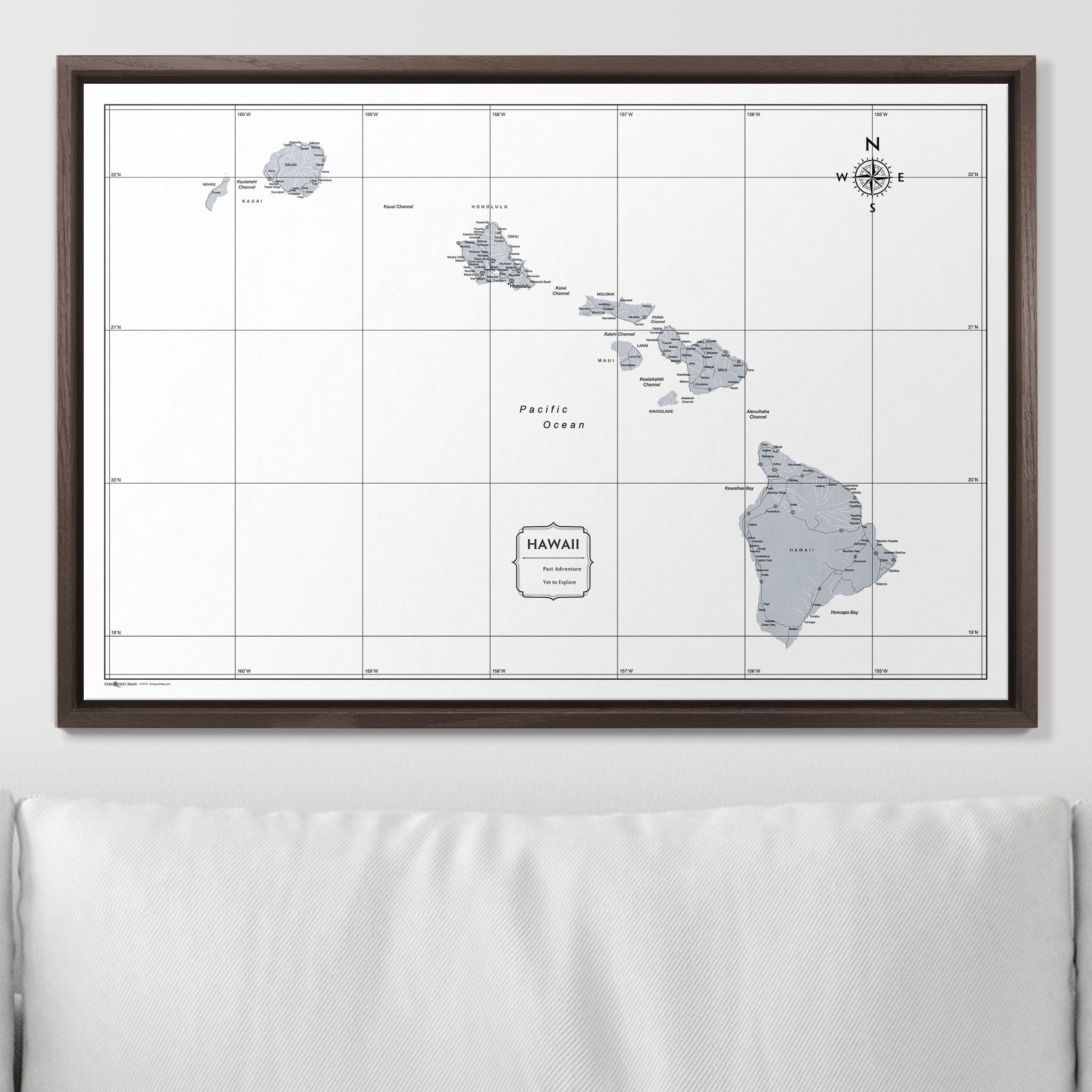 Push Pin Hawaii Map (Pin Board) - Light Gray Color Splash CM Pin Board