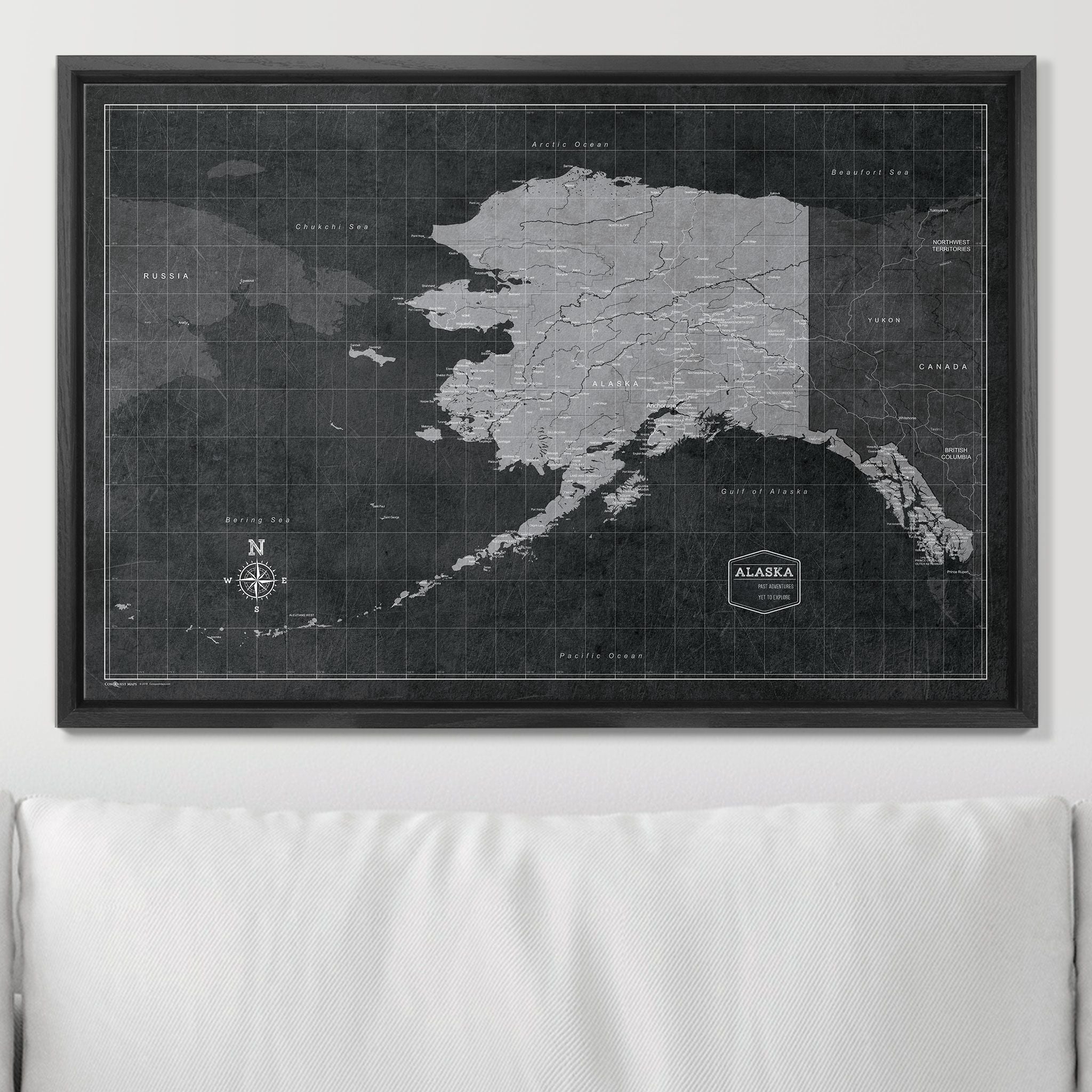Push Pin Alaska Map (Pin Board) - Modern Slate CM Pin Board