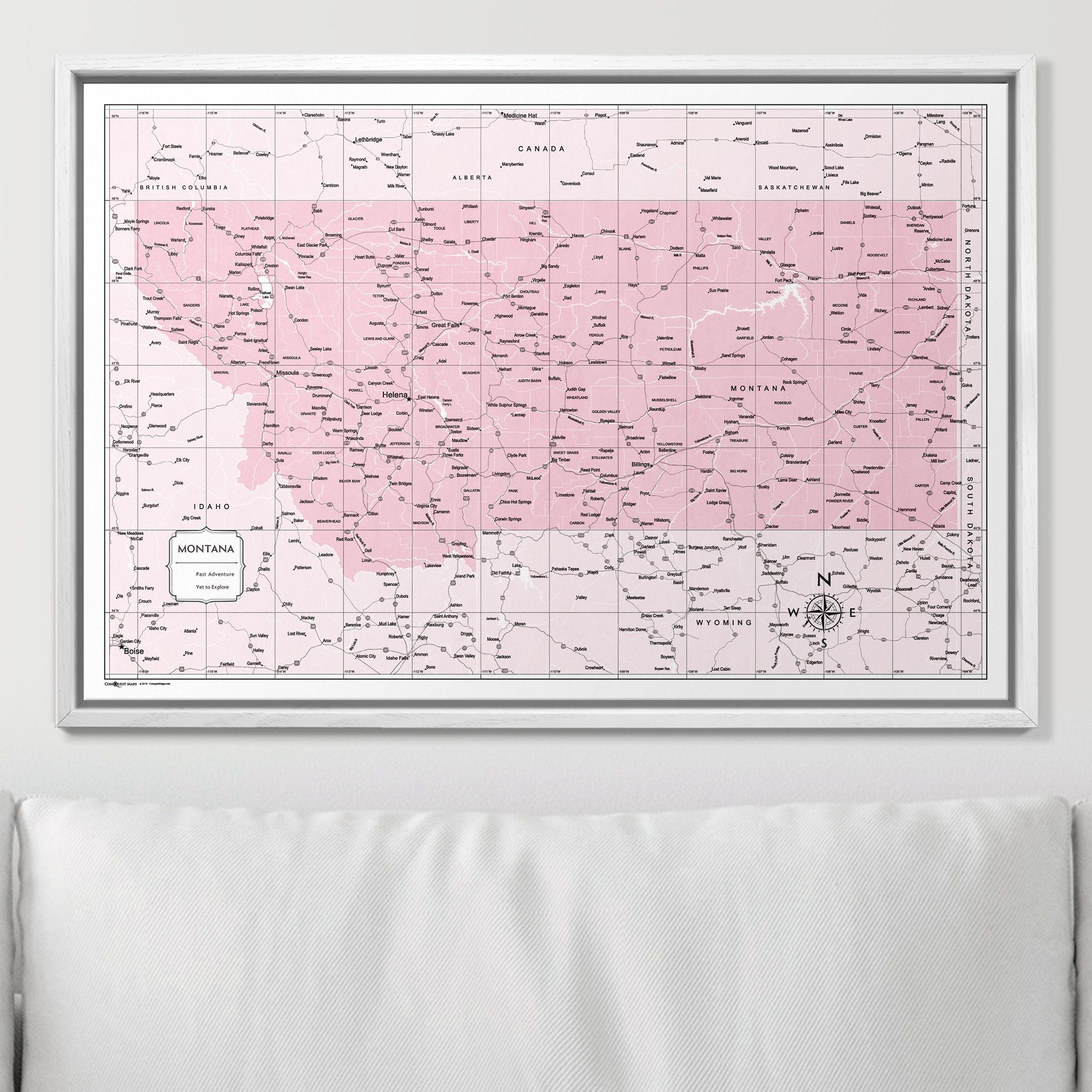 Push Pin Montana Map (Pin Board) - Pink Color Splash CM Pin Board