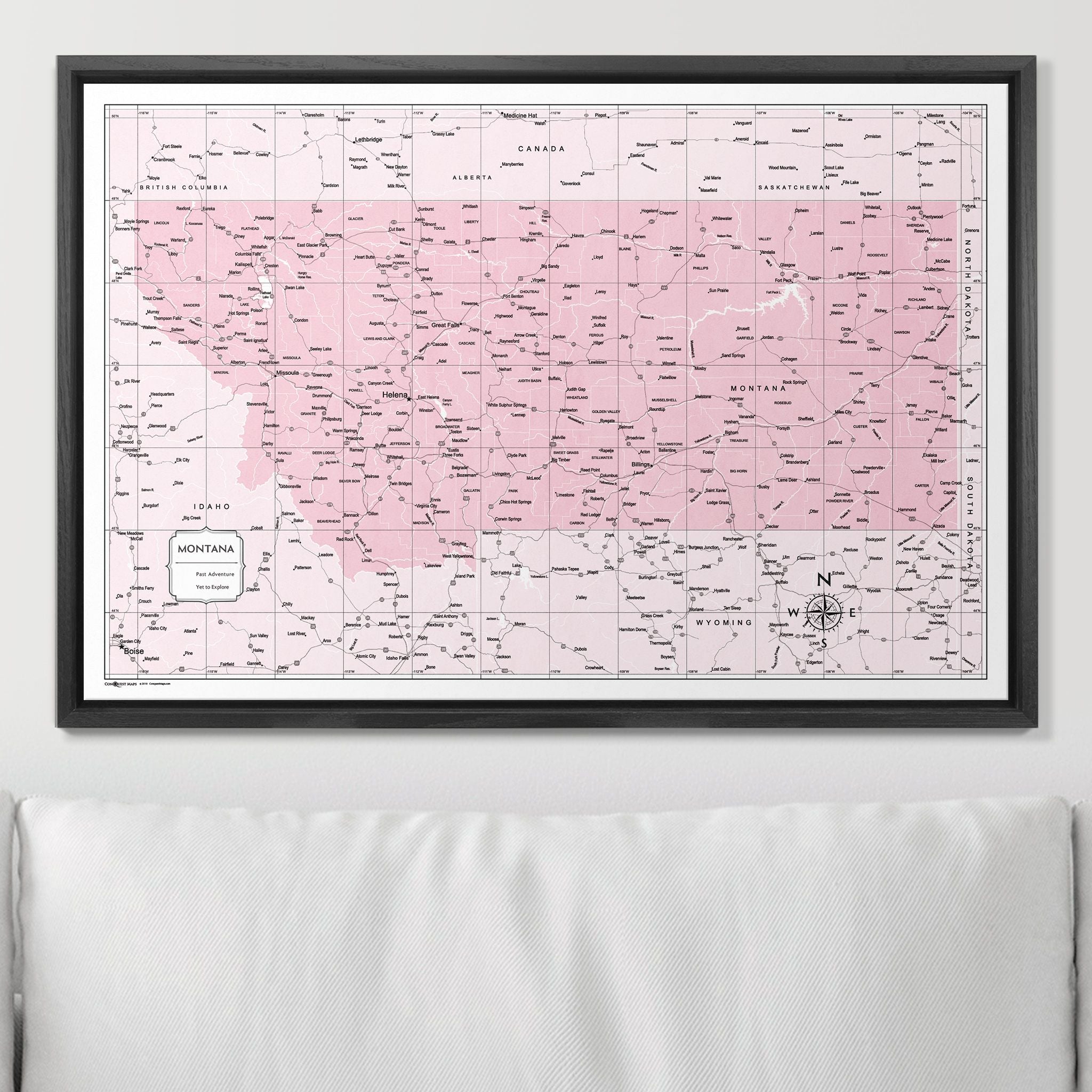 Push Pin Montana Map (Pin Board) - Pink Color Splash CM Pin Board
