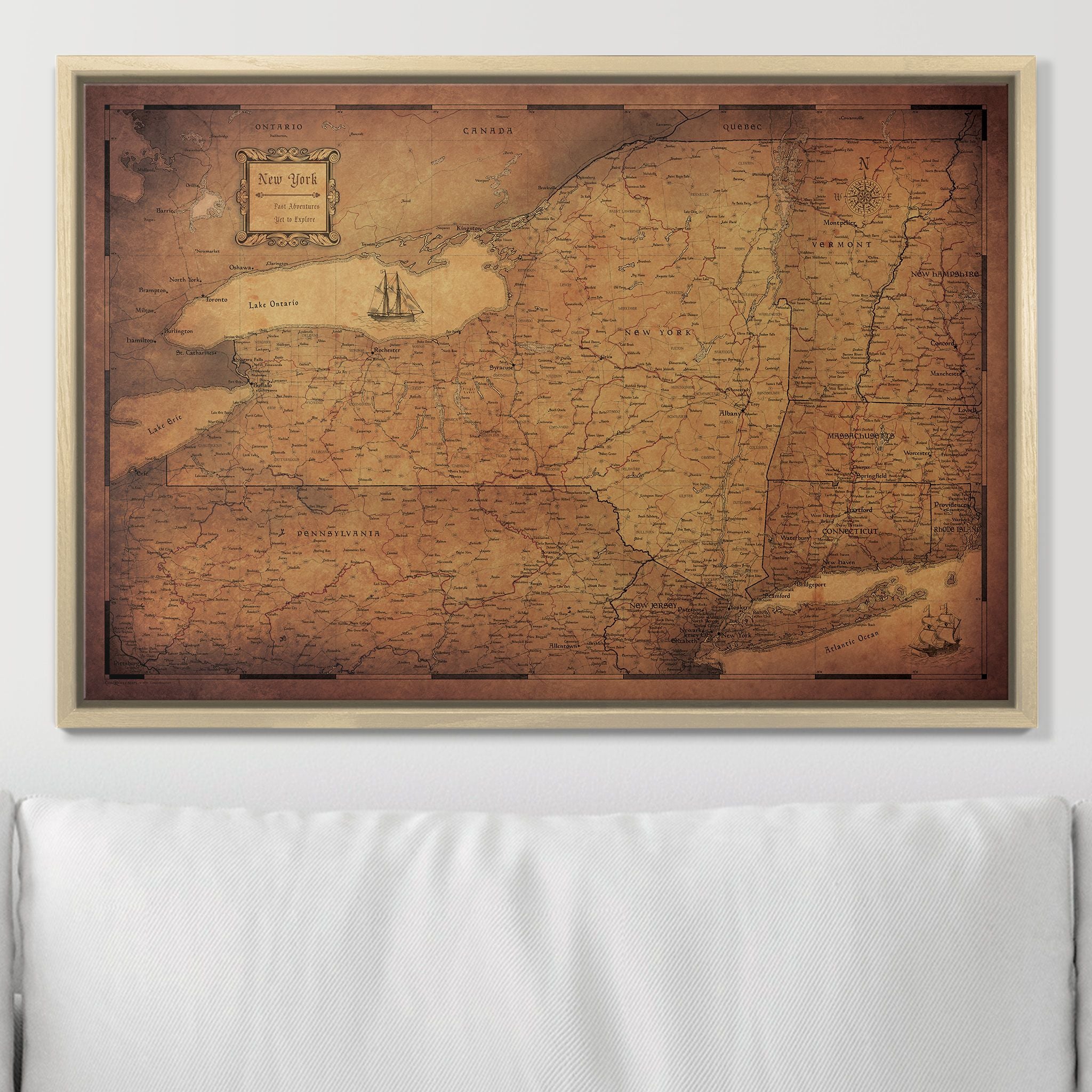 Push Pin New York Map (Pin Board) - Golden Aged CM Pin Board